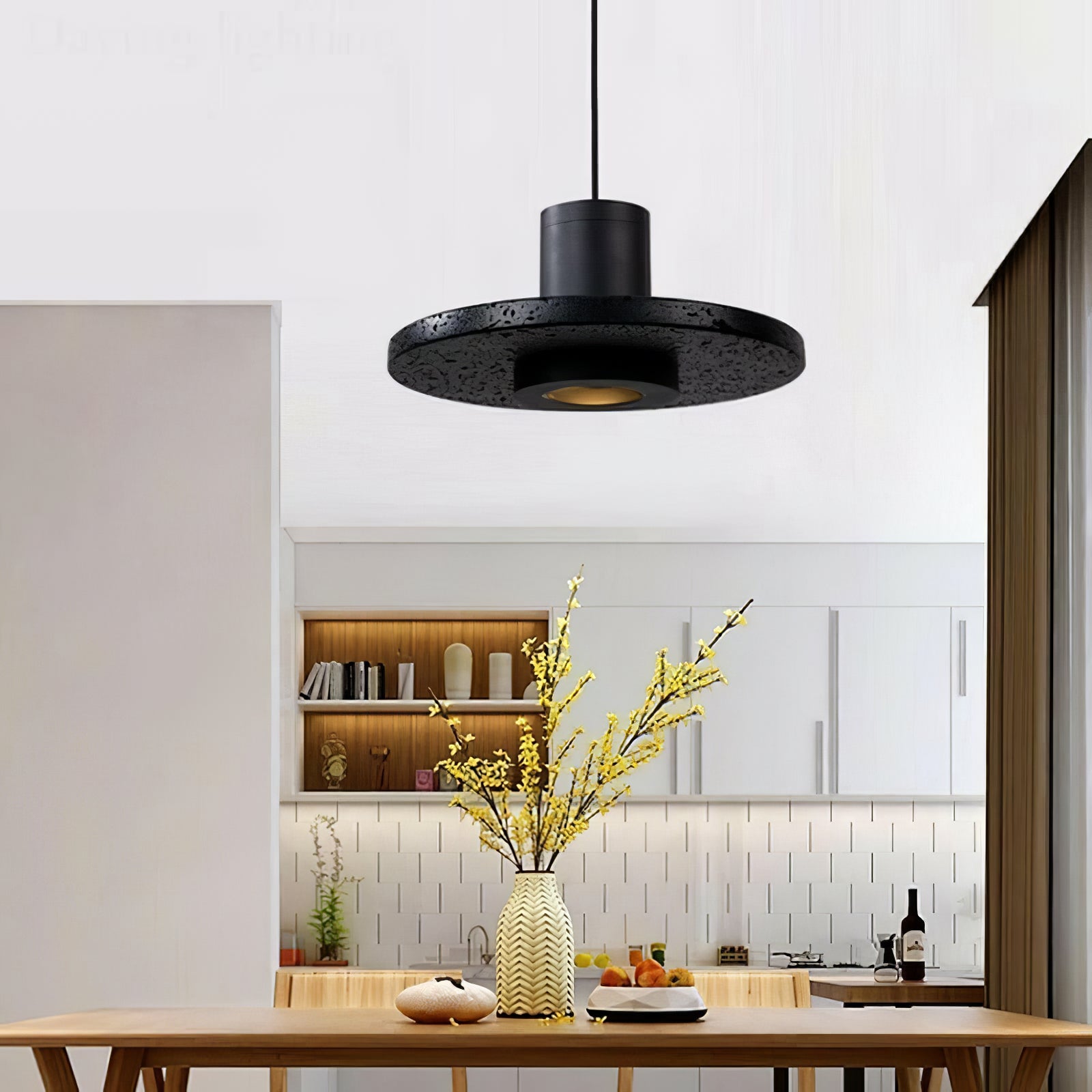 Lava Stone Black Pendant Light - Cueteks