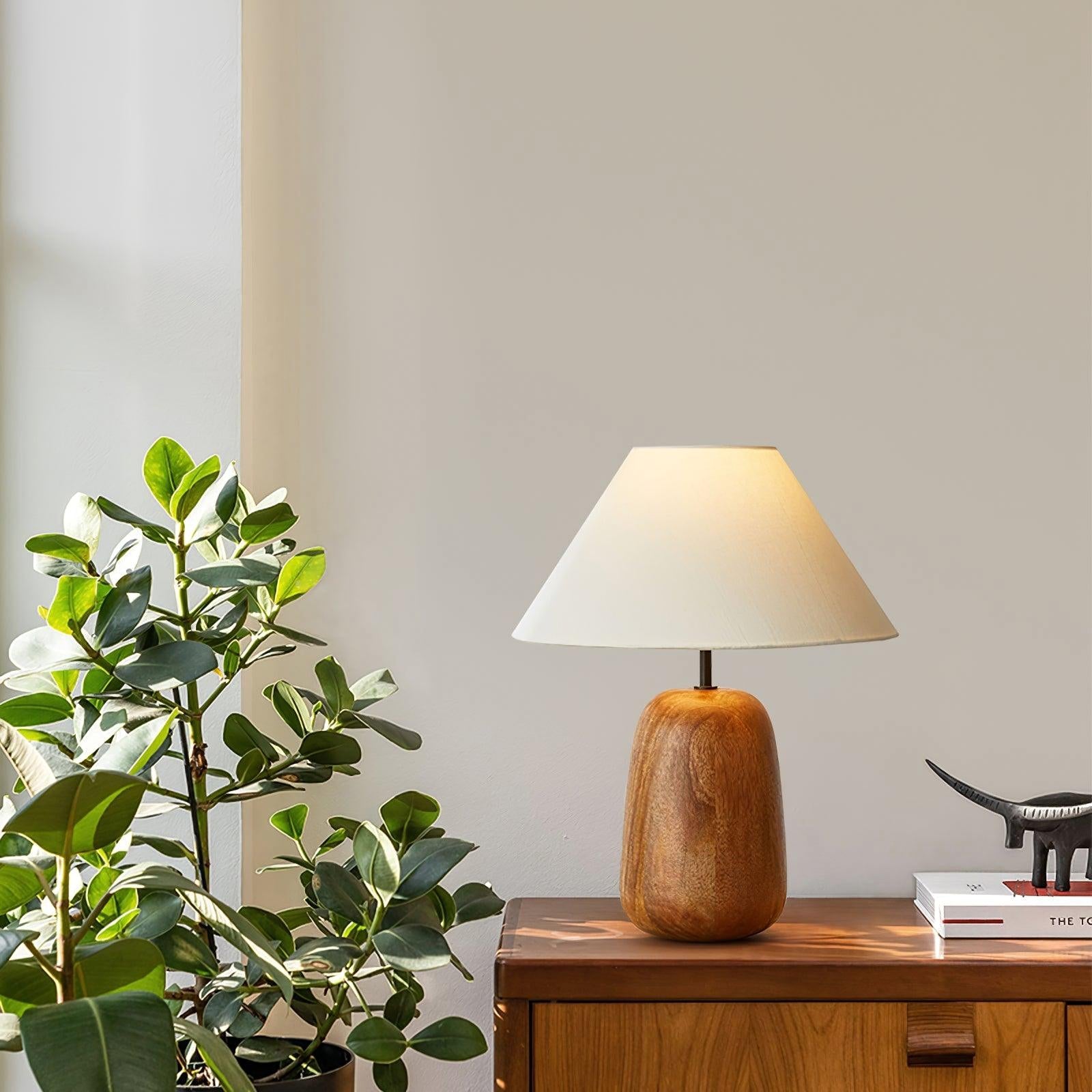 Grooved Country Wood Table Lamp - Cueteks