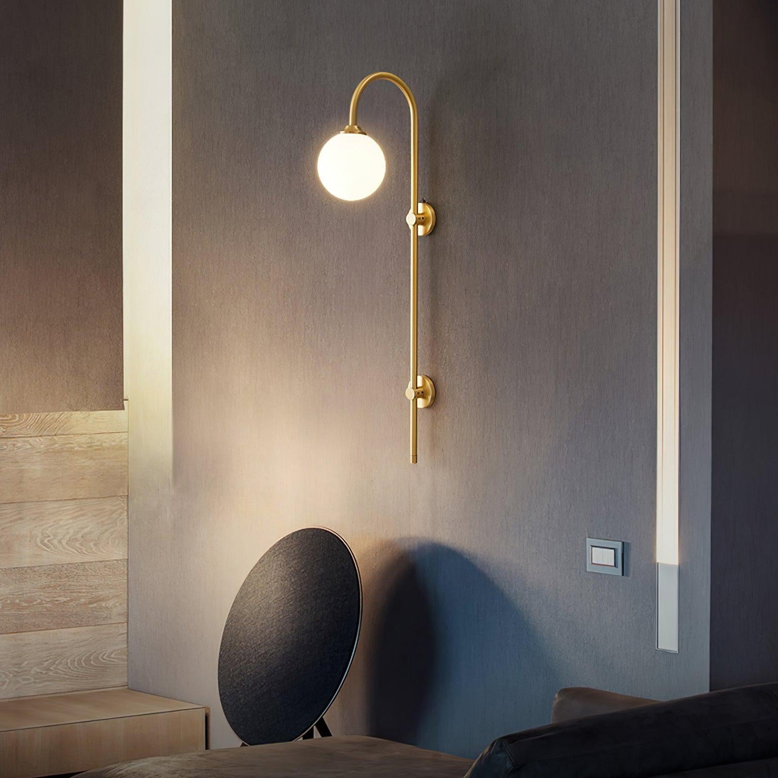 Brass Globe Arm Wall Sconce - Cueteks
