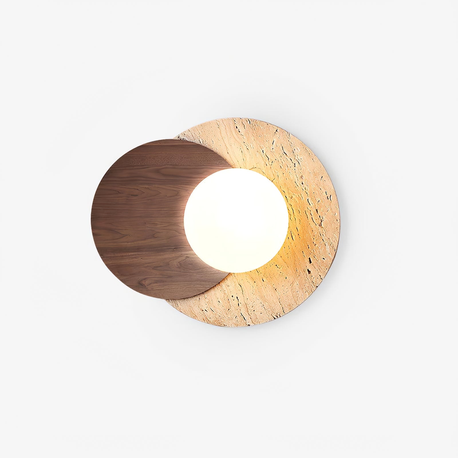 Partial Eclipse Wood & Stone Wall Light - Cueteks