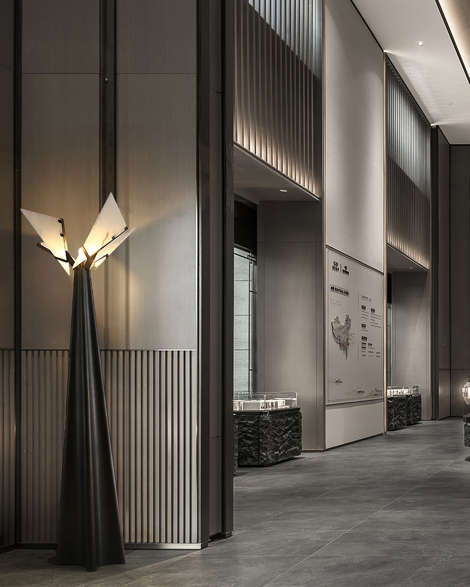 Abstract Black and Alabaster Floor Light - Cueteks