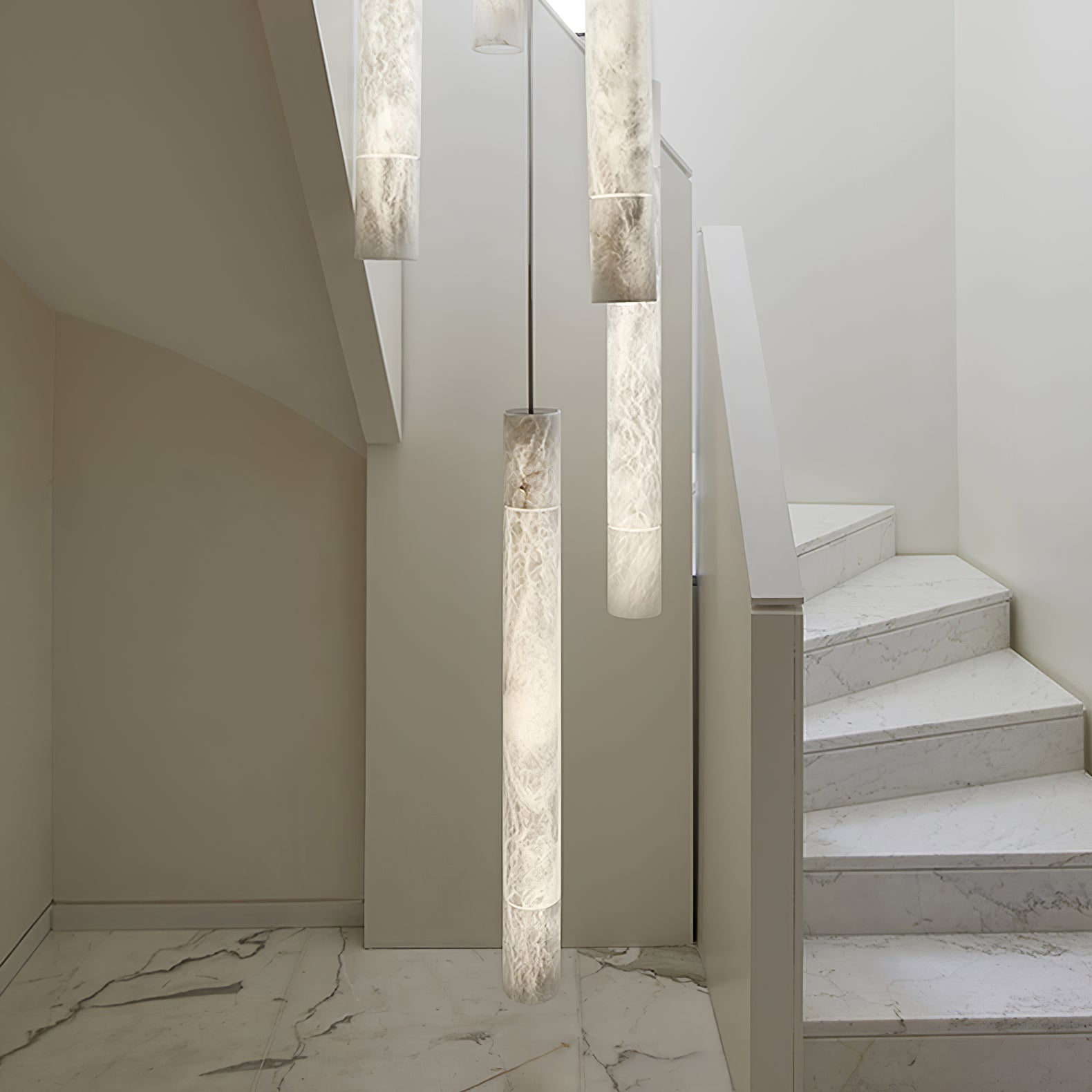 Slim Alabaster Cylinder Pendant Light - Cueteks