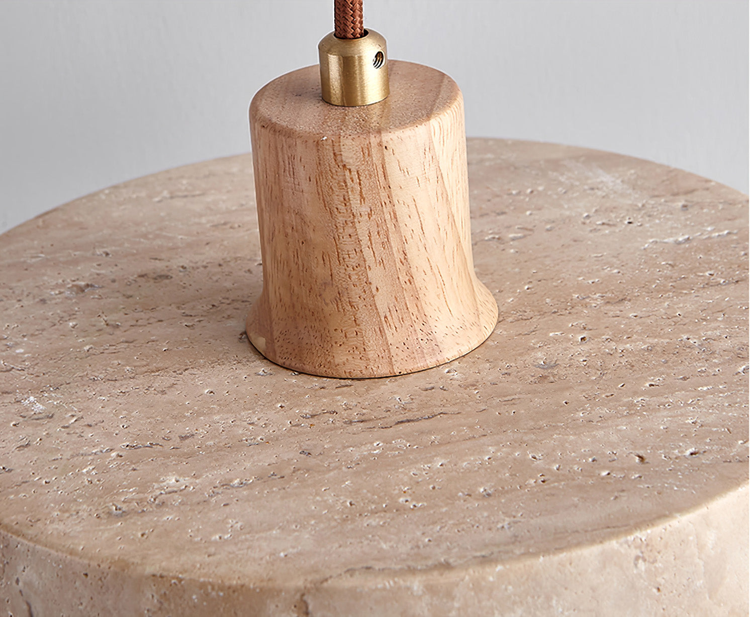 Natural Walnut Wood and Stone Pendant Lamp - Cueteks