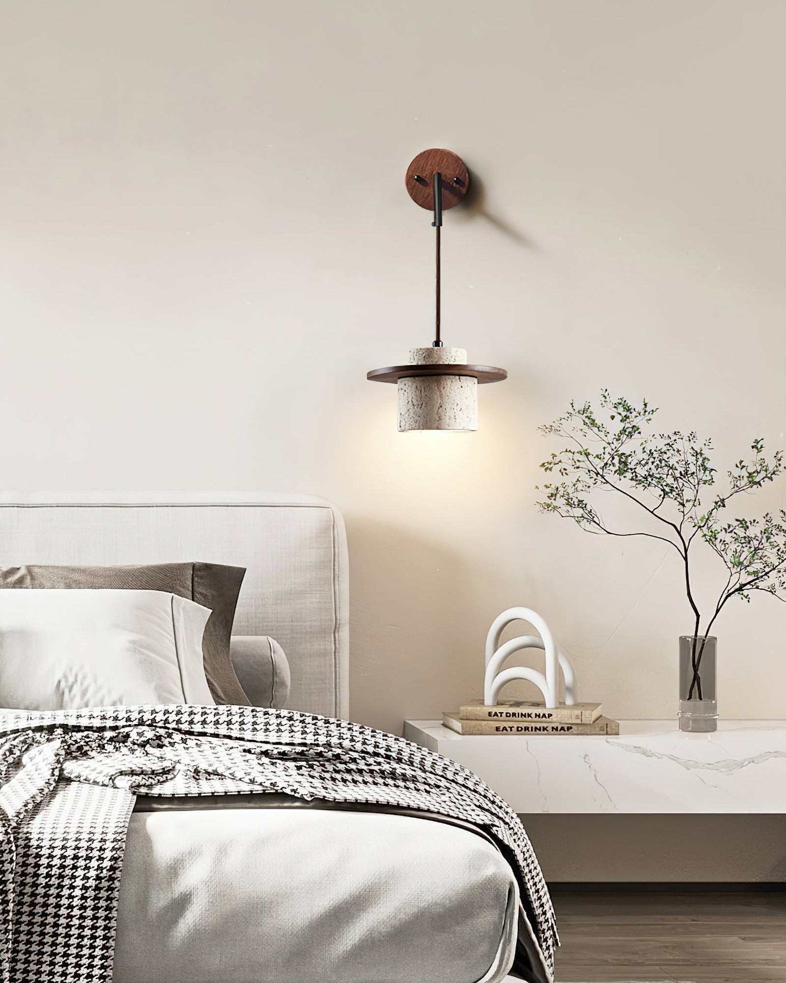 Rustic Textured Cata  Stone Wall Lamp - Cueteks