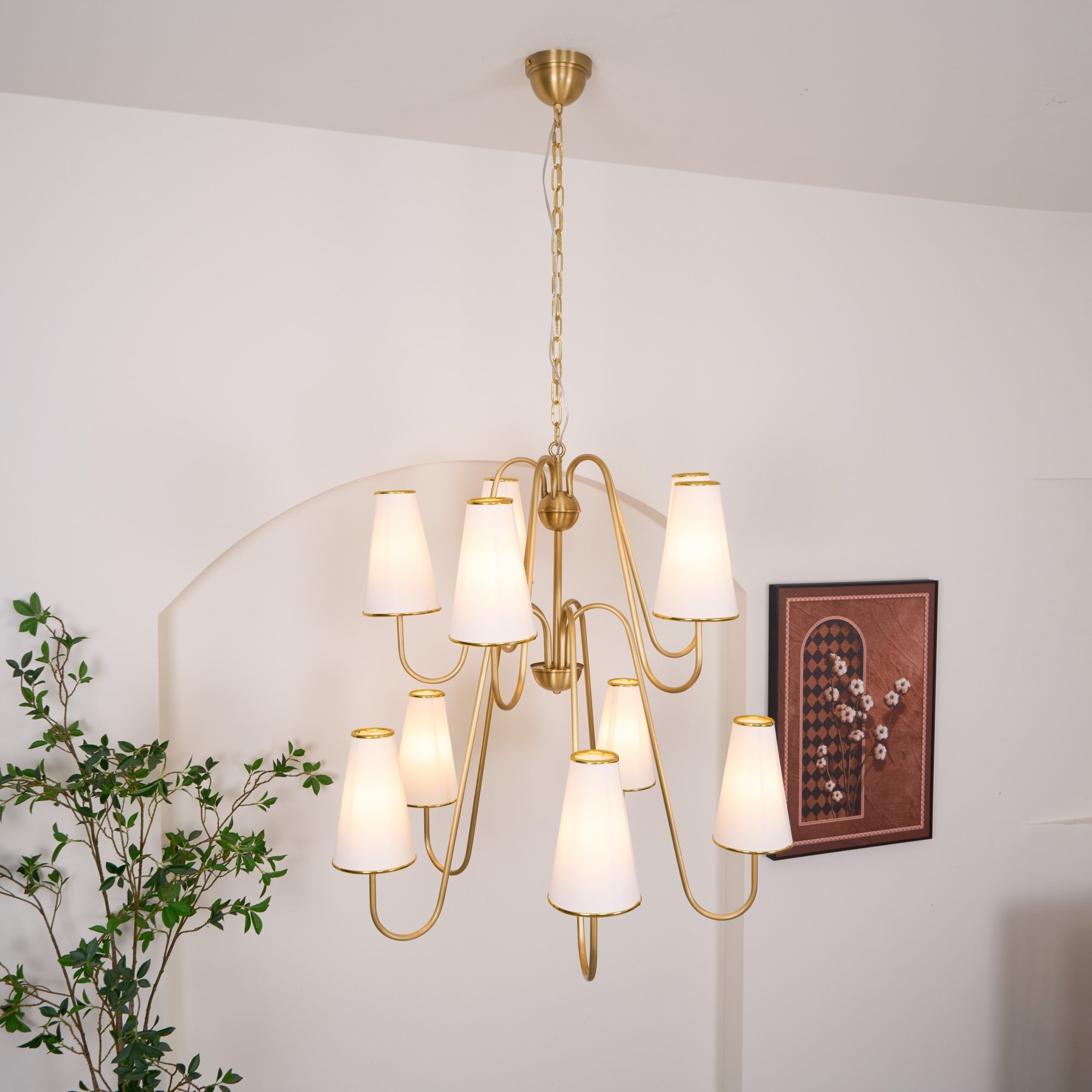 Gold Two-Tier Montreuil  Chandelier - Cueteks