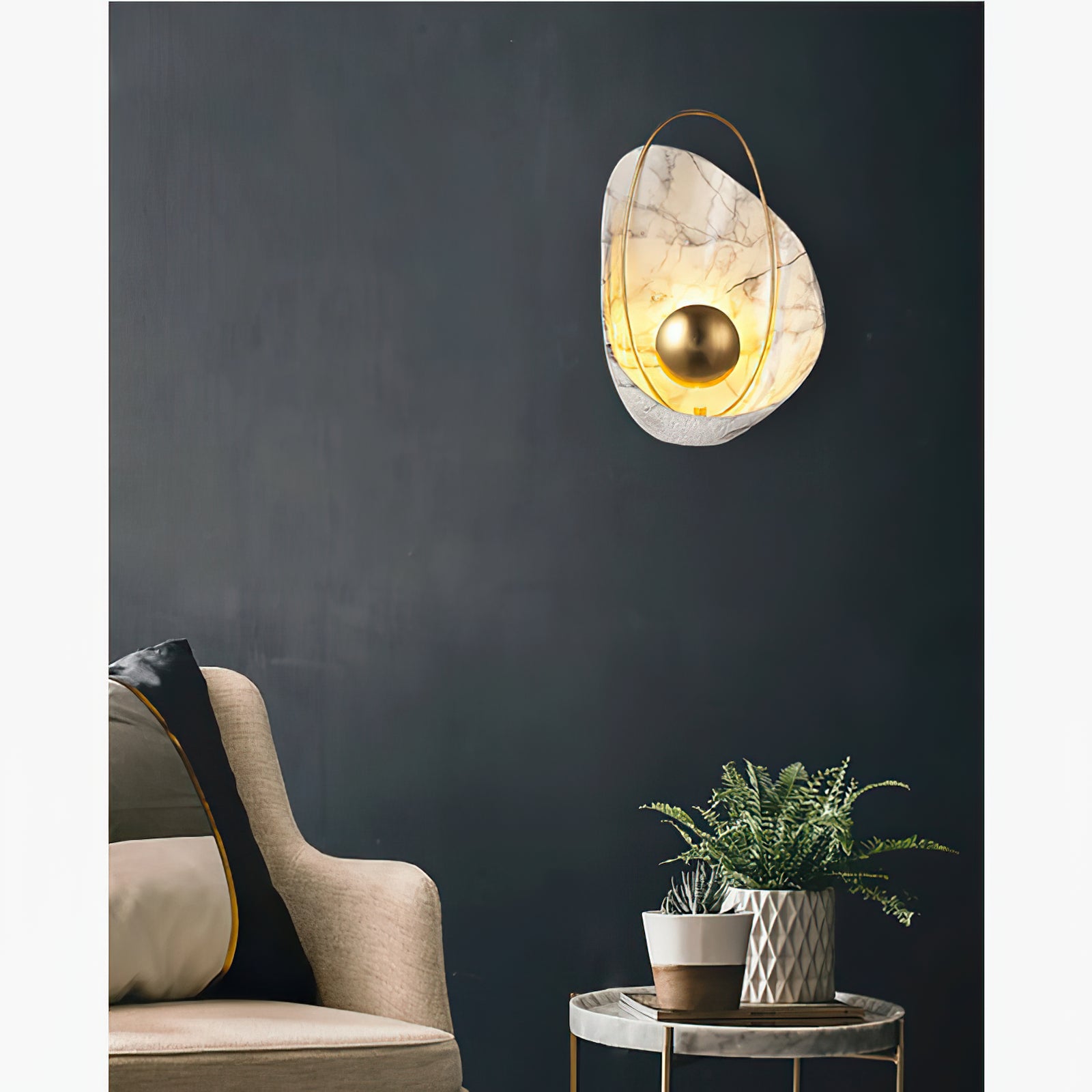 Artisan Shell Marble Wall Sconce - Cueteks