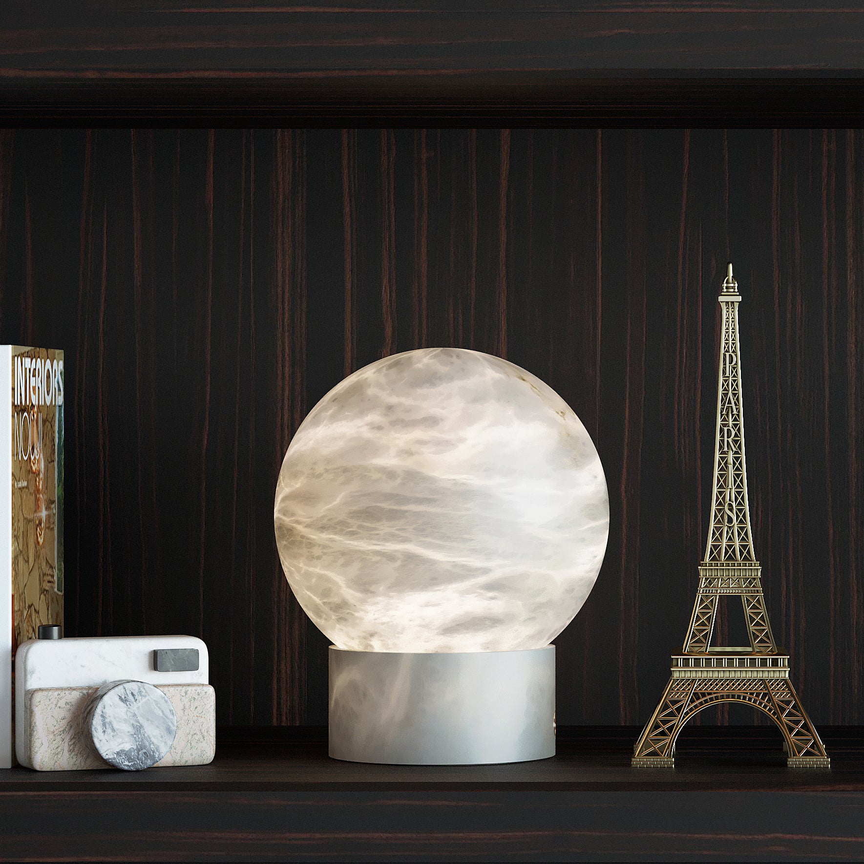 Globe Alabaster Table Lamp - Cueteks