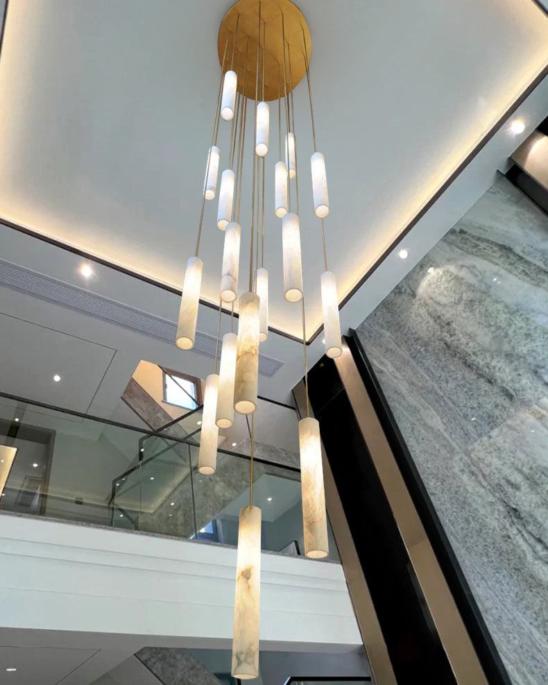 Slim Alabaster Cylinder Pendant Light - Cueteks