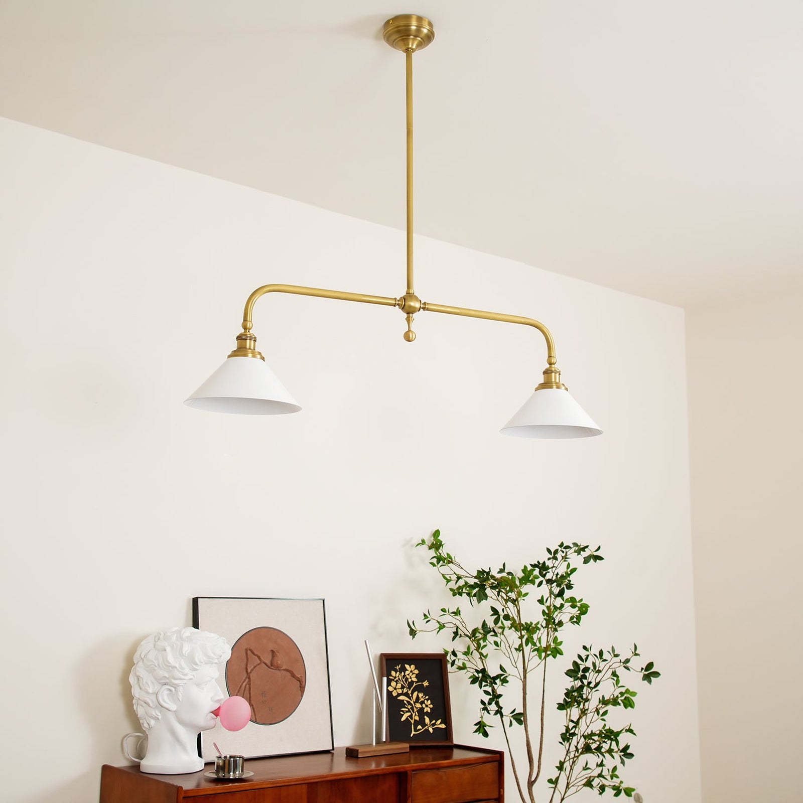 Vintage brass double chandelier - Cueteks