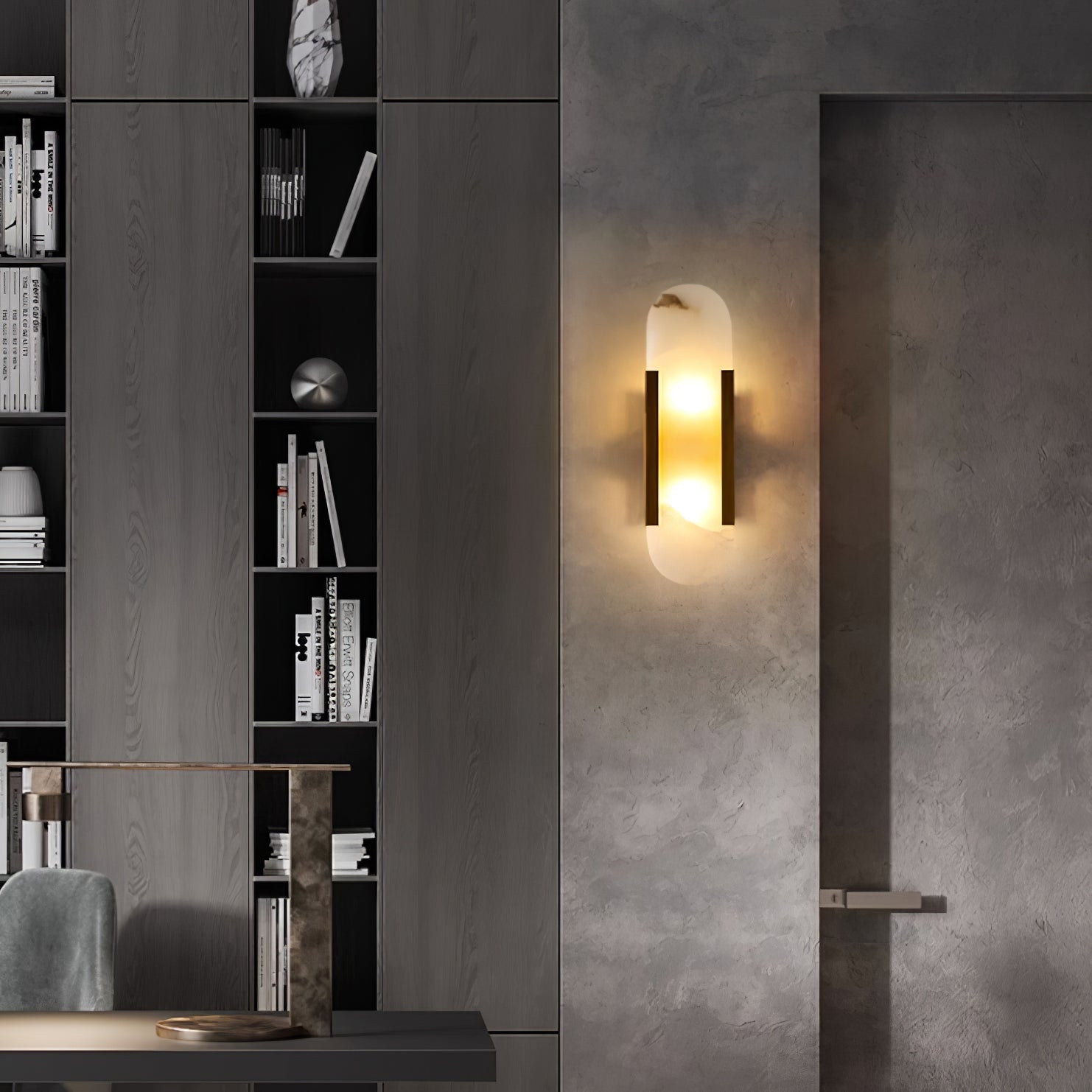 Modern Vertical Alabaster Wall Sconce - Cueteks