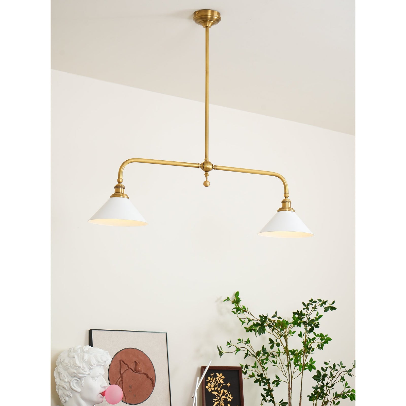 Vintage brass double chandelier - Cueteks
