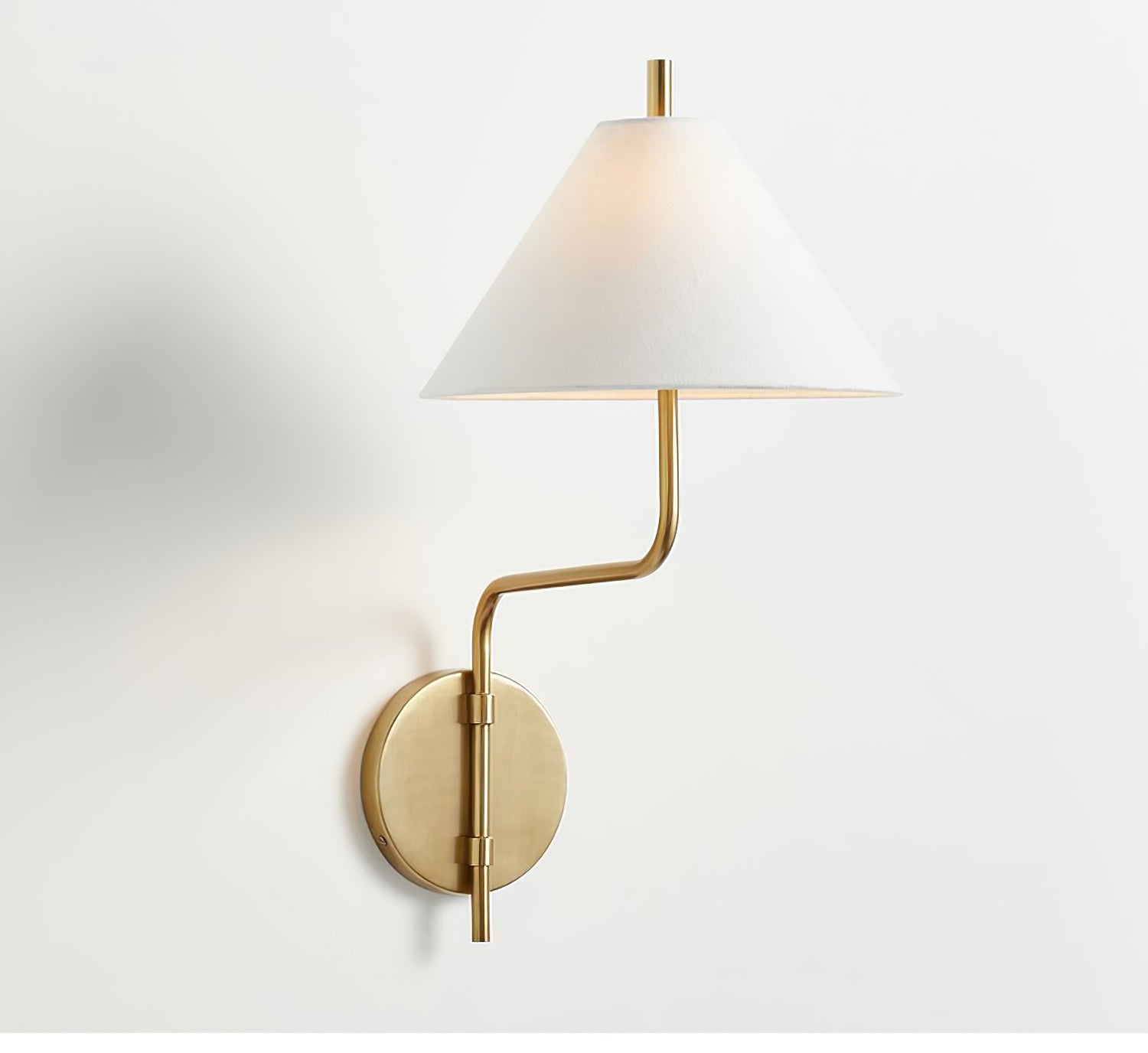 Fabric Lampshade Brass Curved Wall Lamp - Cueteks