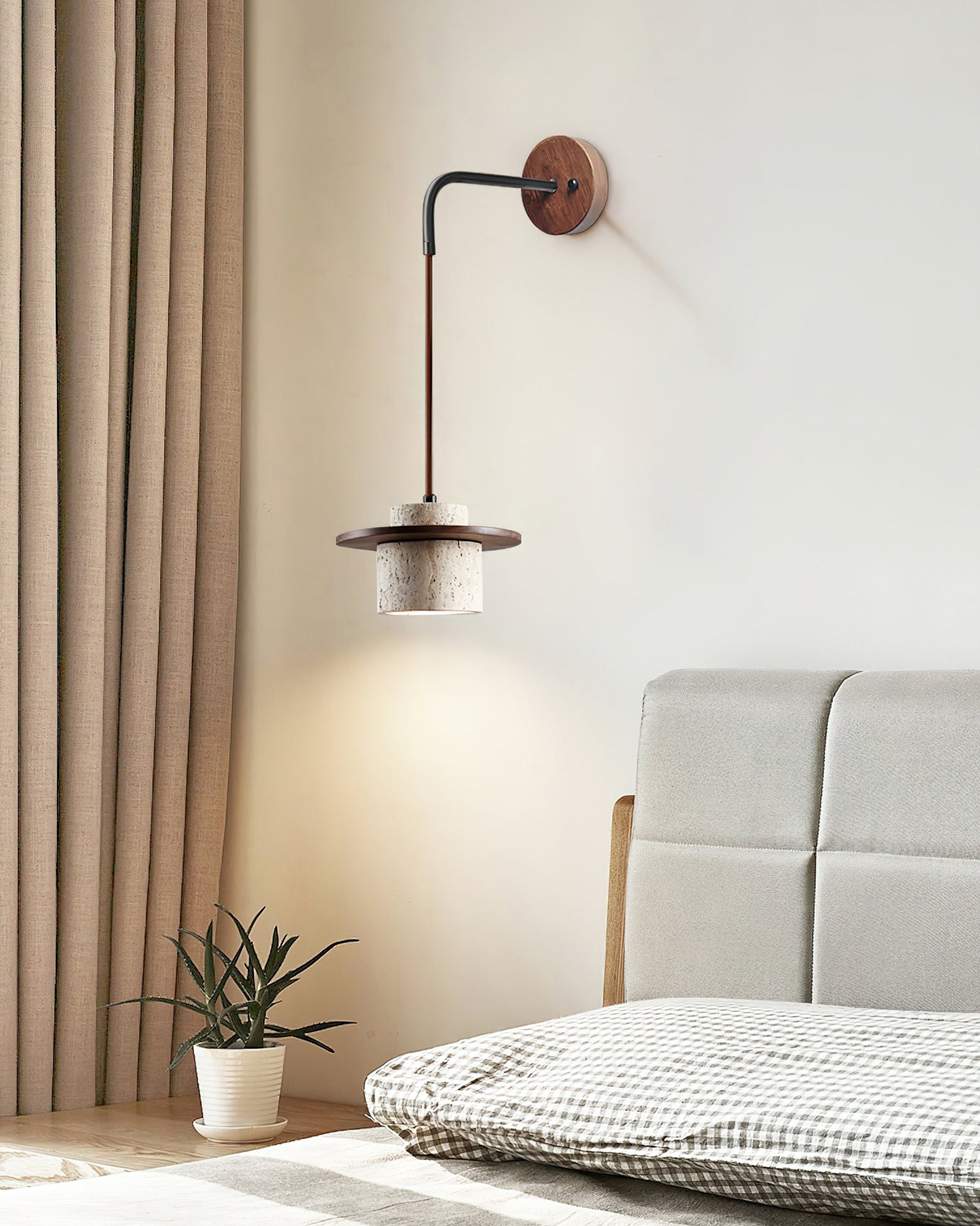 Rustic Textured Cata  Stone Wall Lamp - Cueteks