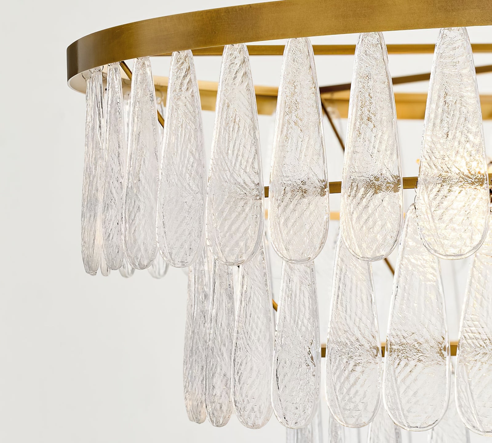 Gold Circular Textured Glass Chandelier - Cueteks