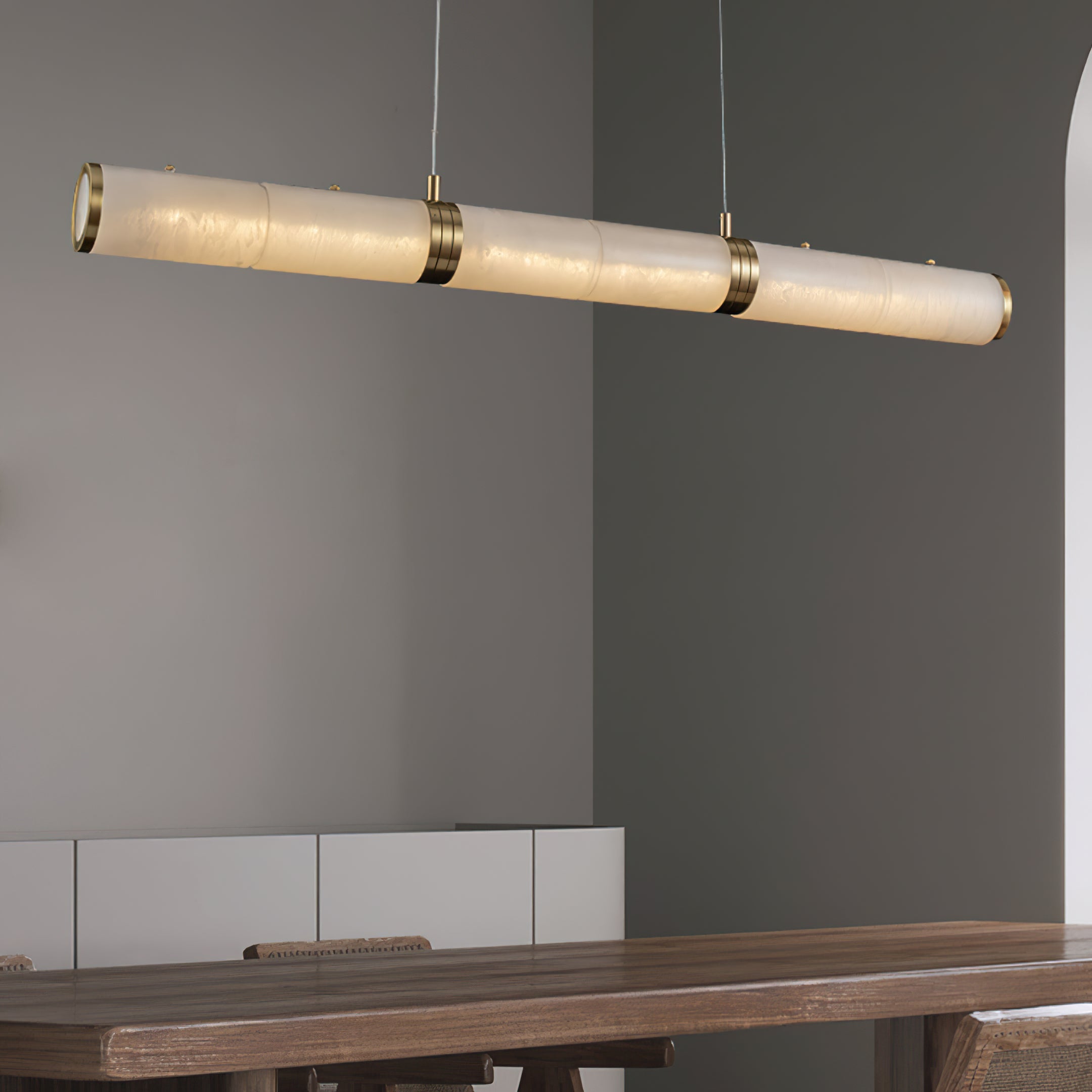 Alabaster Column Linear Chandelier - Cueteks