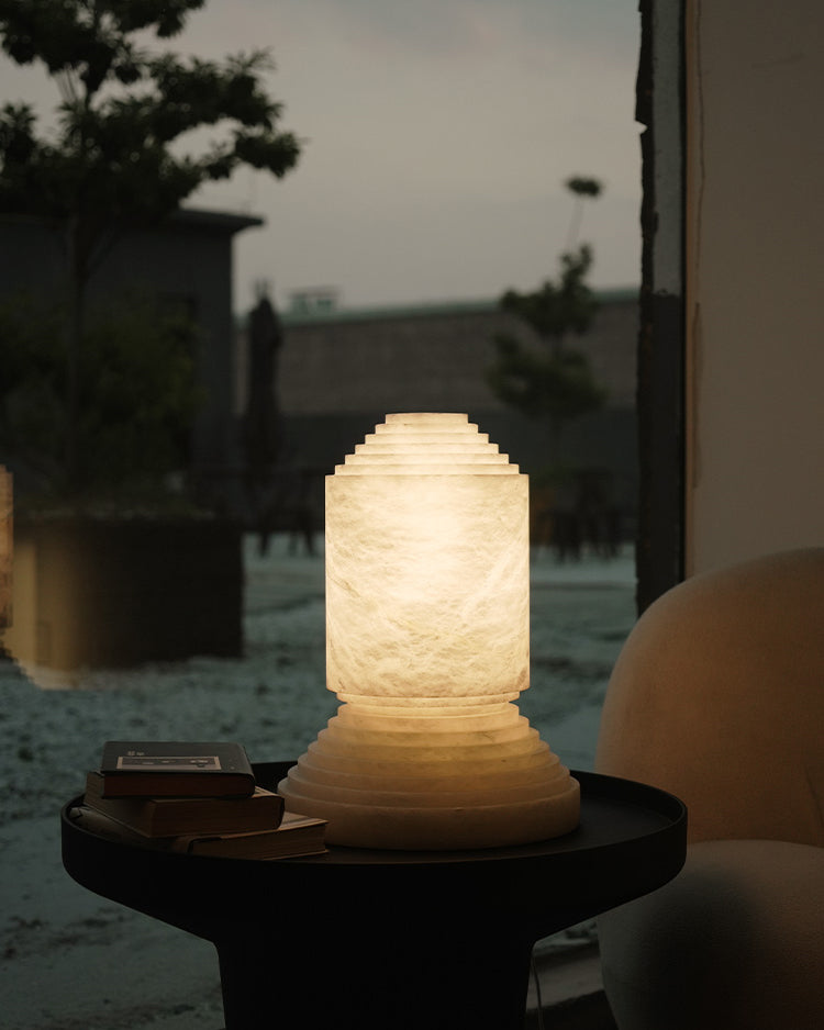 Alabaster Pyramid Table Light - Cueteks
