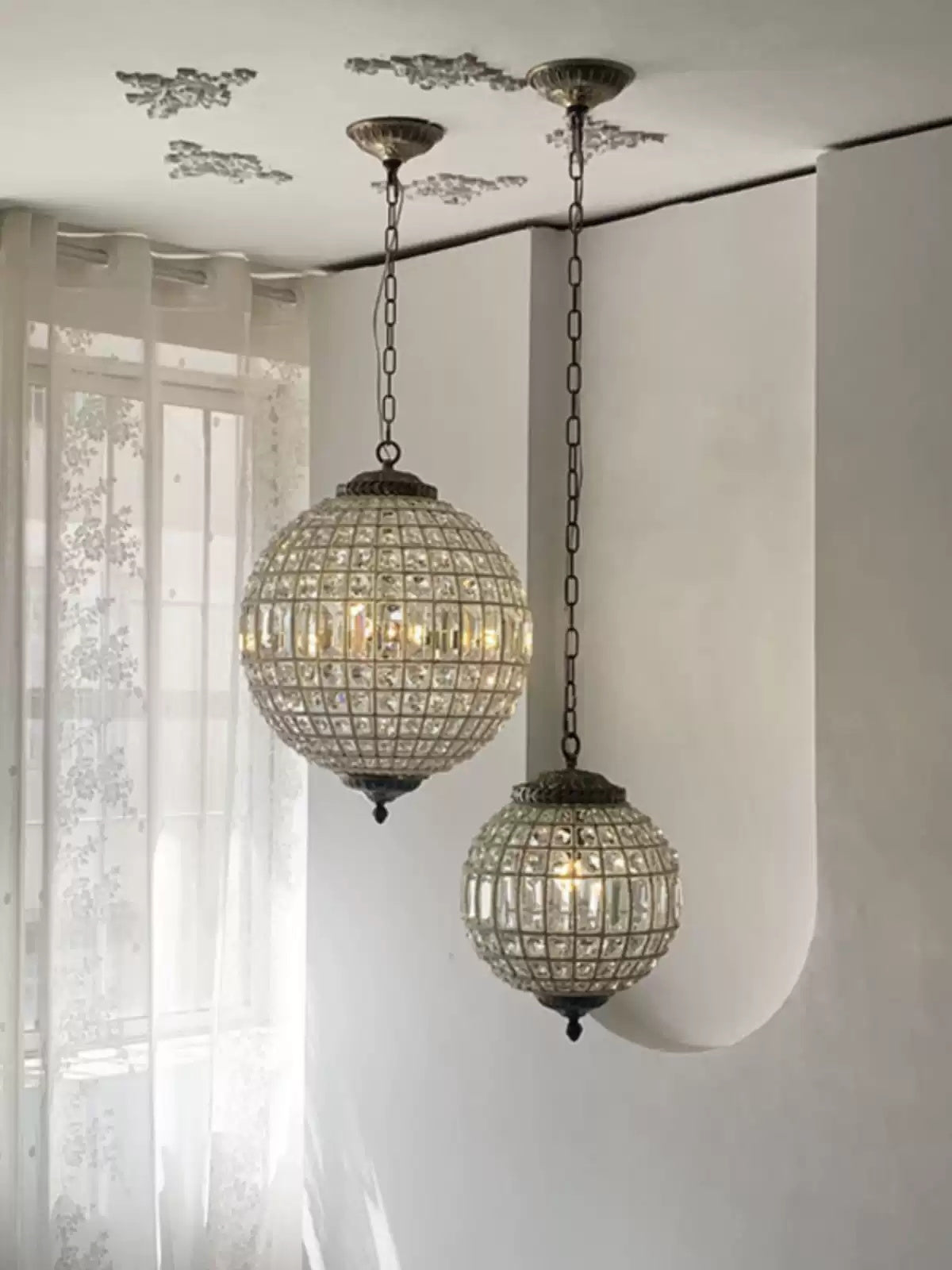 Vintage style crystal ball Pendant Light - Cueteks