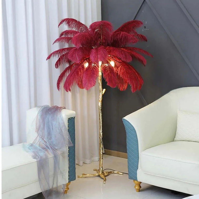Colorful Ostrich Feather Floor Lamp - Cueteks