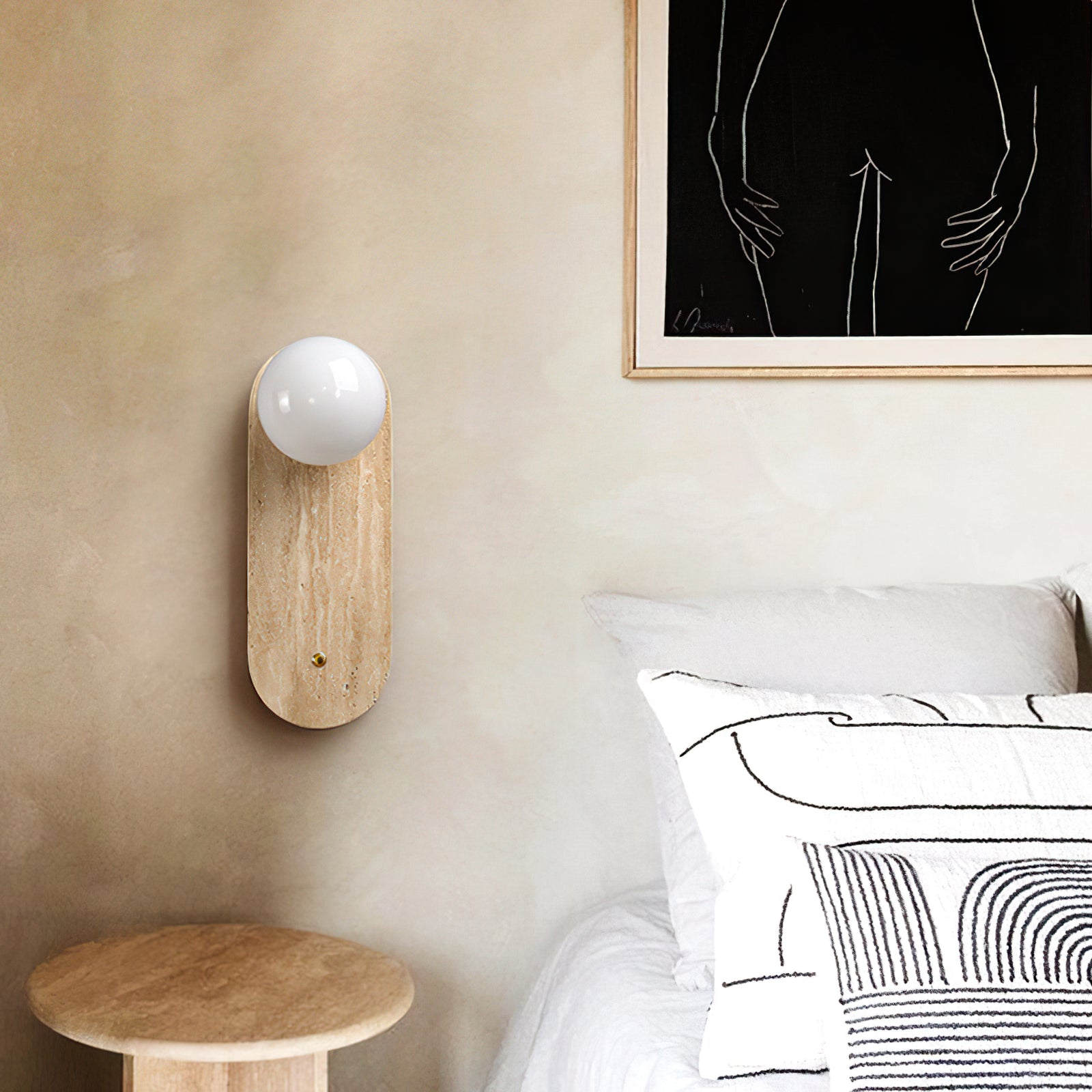Yellow Oval Travertine Wall Sconce - Cueteks