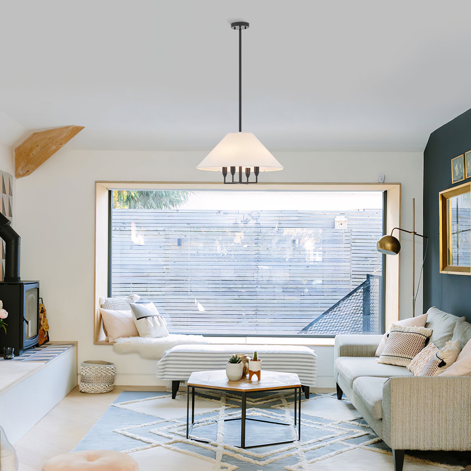 Modern Farmhouse Conical Fabric Chandelier - Cueteks