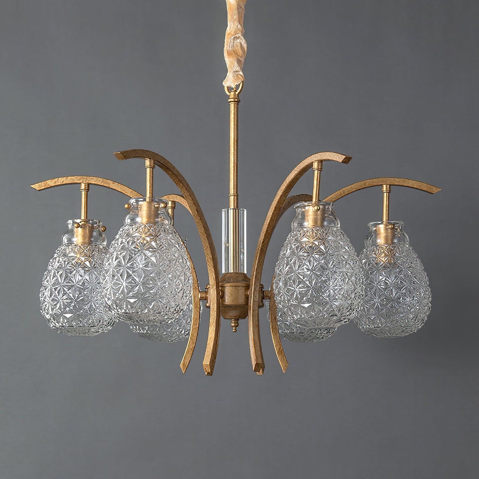 Golden floral glass chandelier - Cueteks