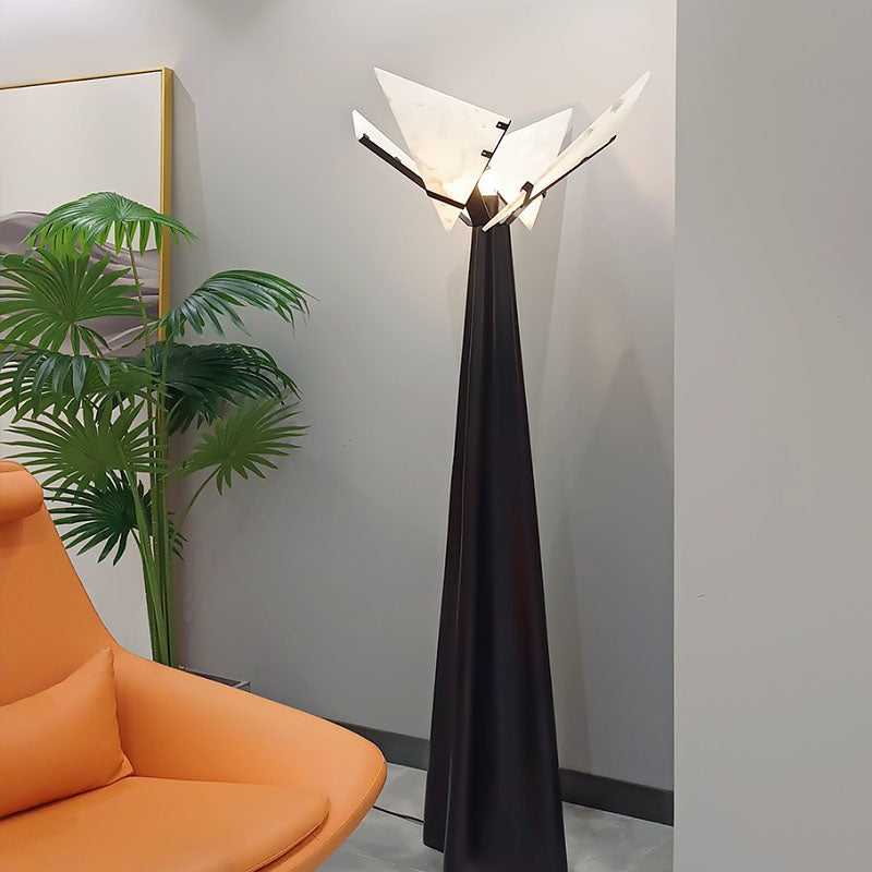 Abstract Black and Alabaster Floor Light - Cueteks