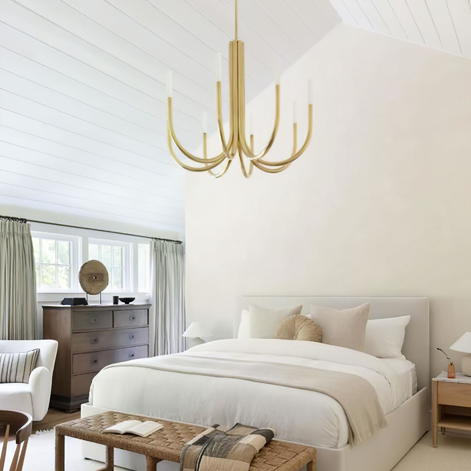 Rousseau 8-Light Brass Candle Chandelier - Cueteks