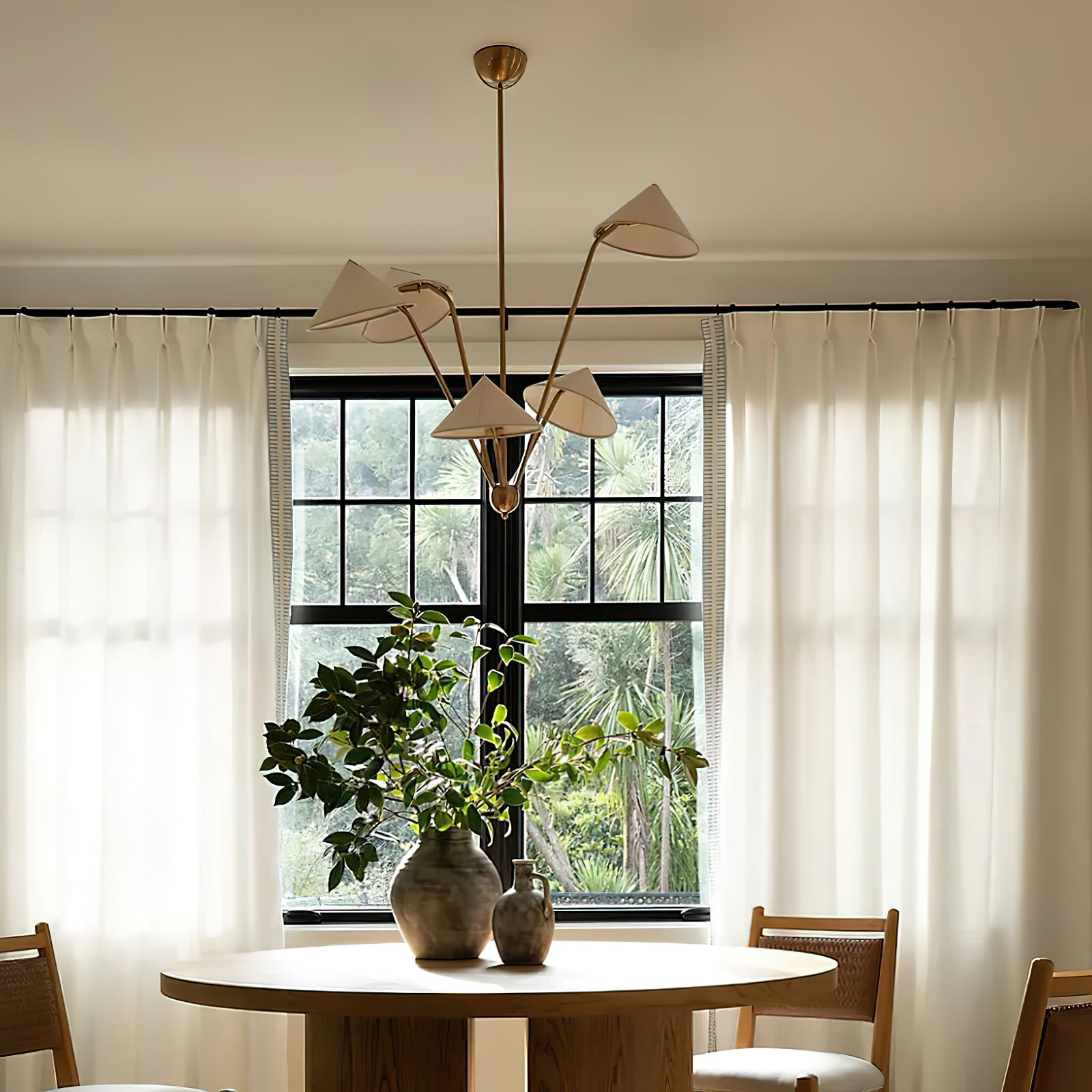 5-Arm Fabric Cone Chandelier - Cueteks