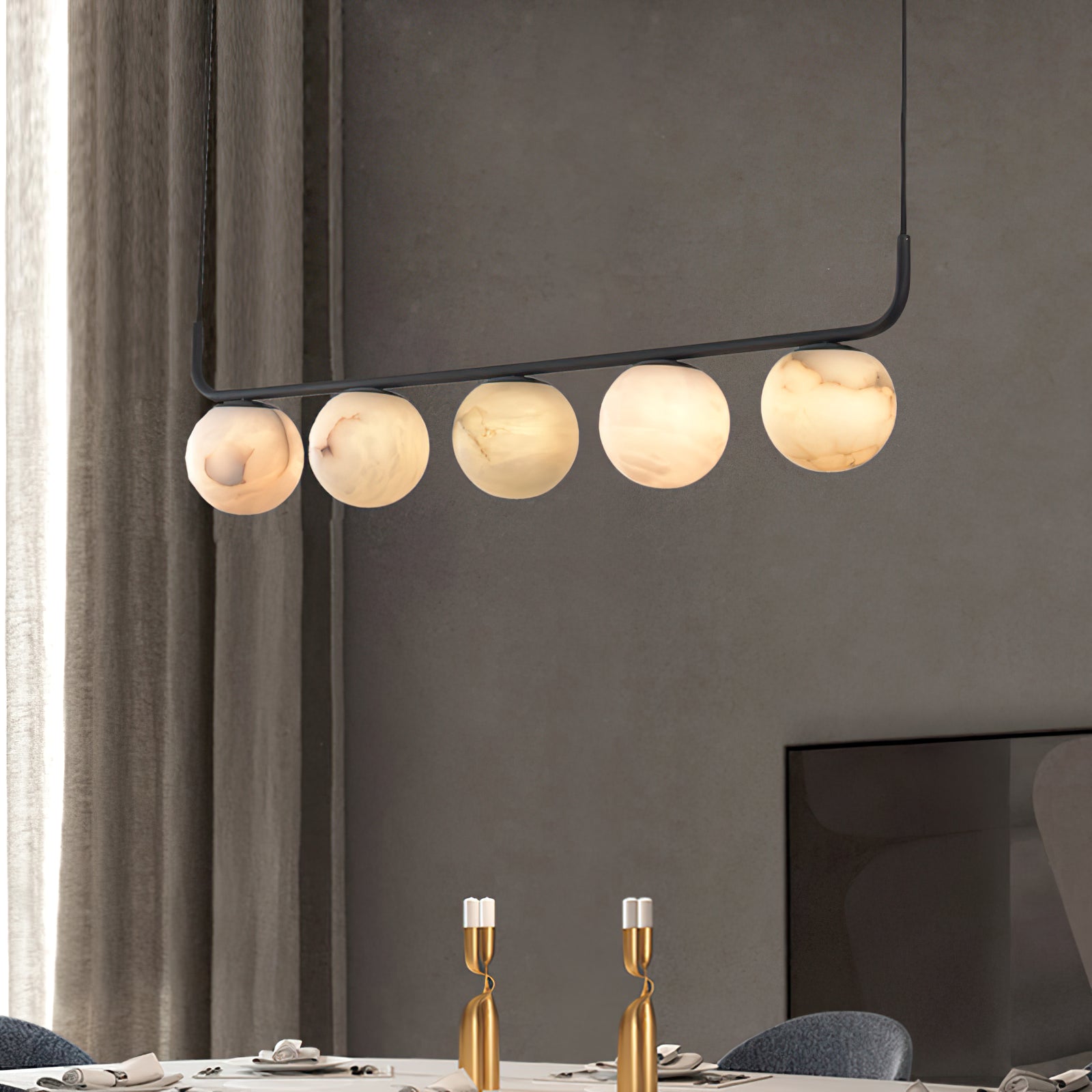 Tribeca Rohr 5 Alabaster Pendant Lamp - Cueteks