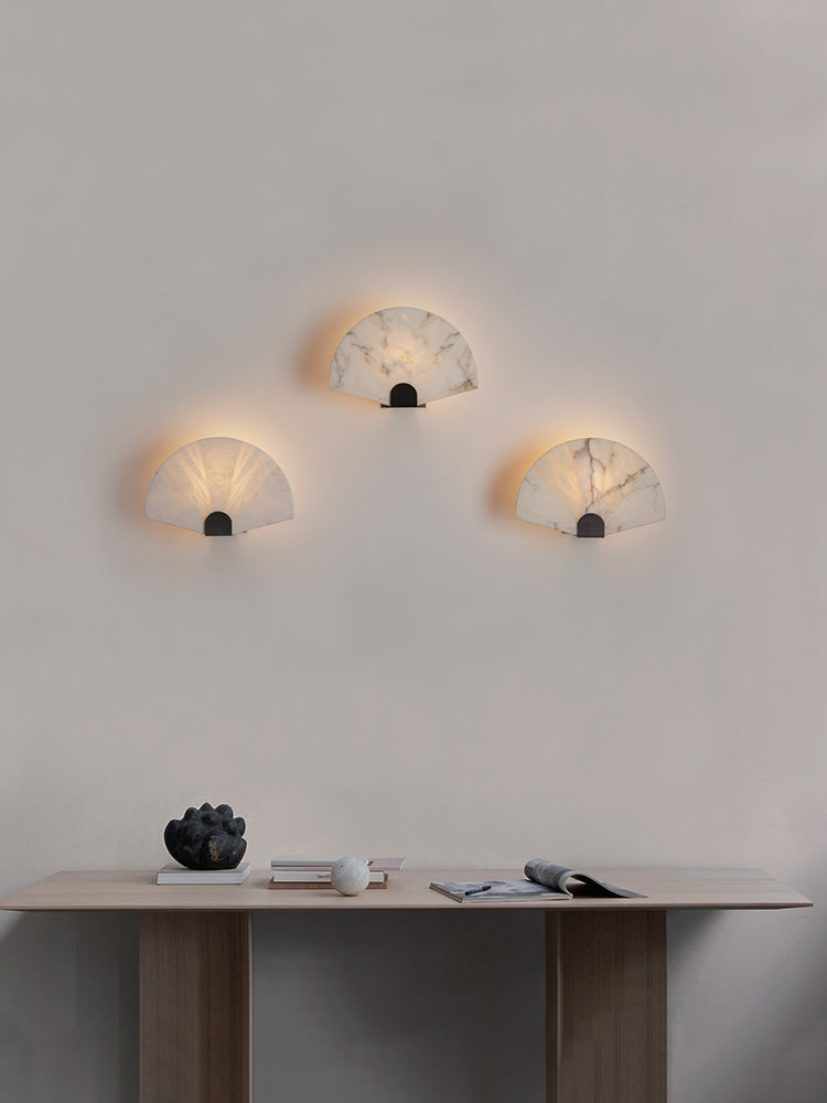 Fan-Shaped Alabaster Wall Light - Cueteks