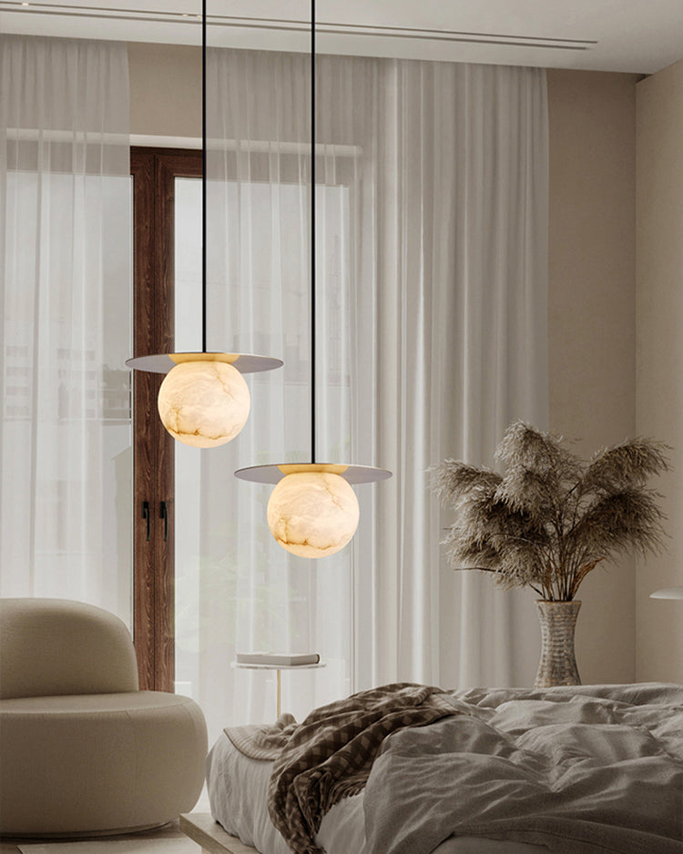Disc Alabaster Pendant Light - Cueteks