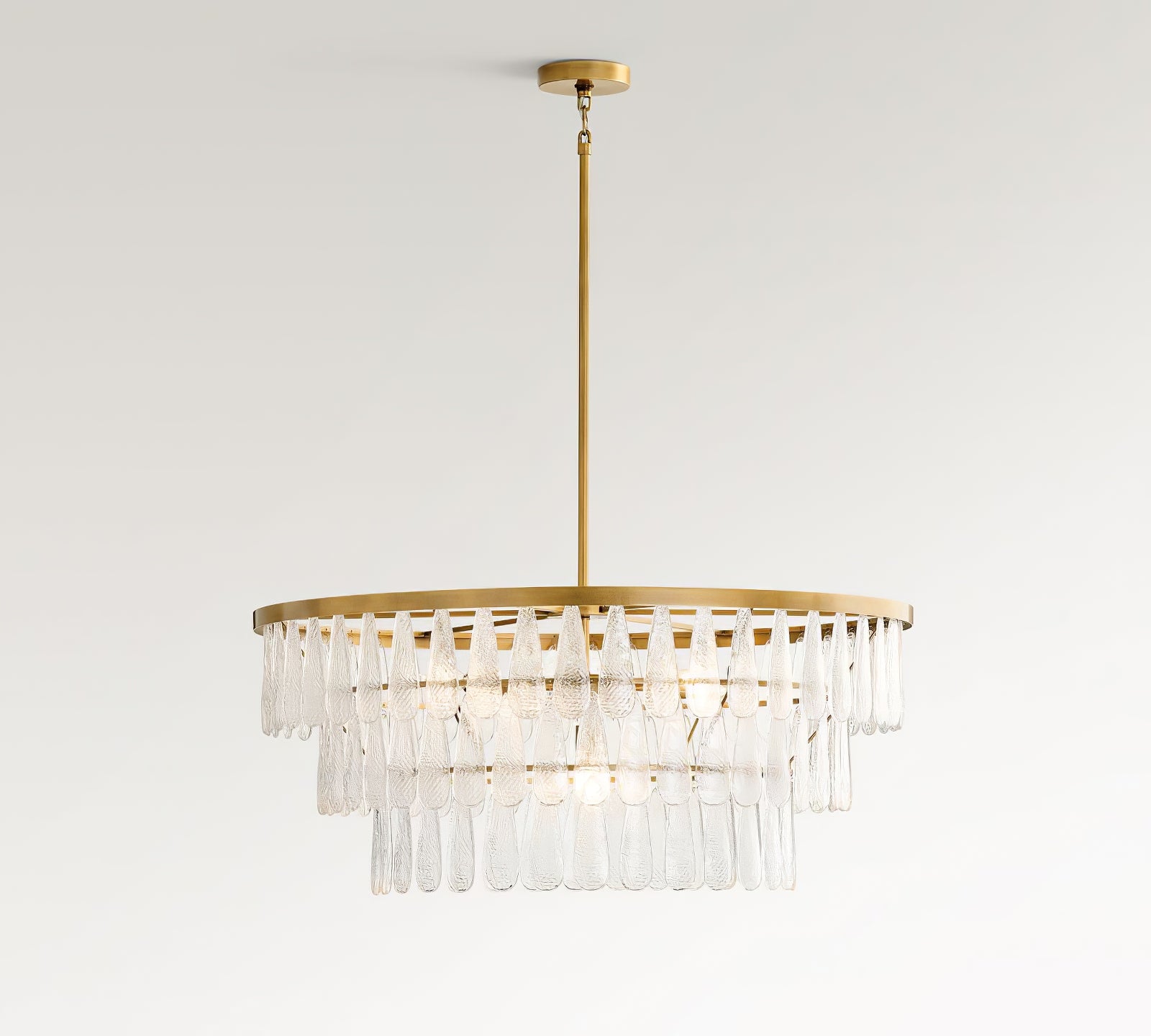 Gold Circular Textured Glass Chandelier - Cueteks