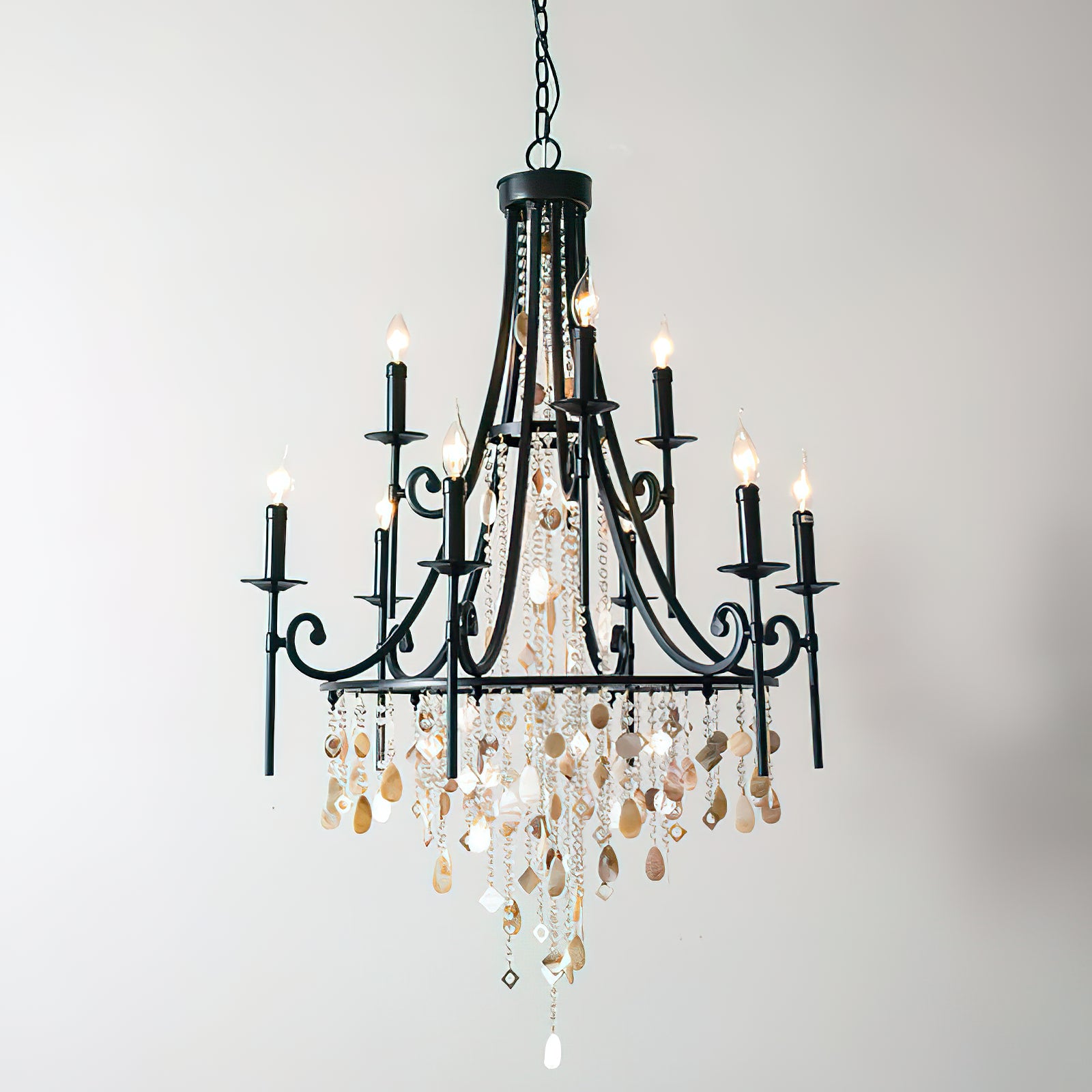 Tatum Lux American Shell Crystal Chandelier - Cueteks
