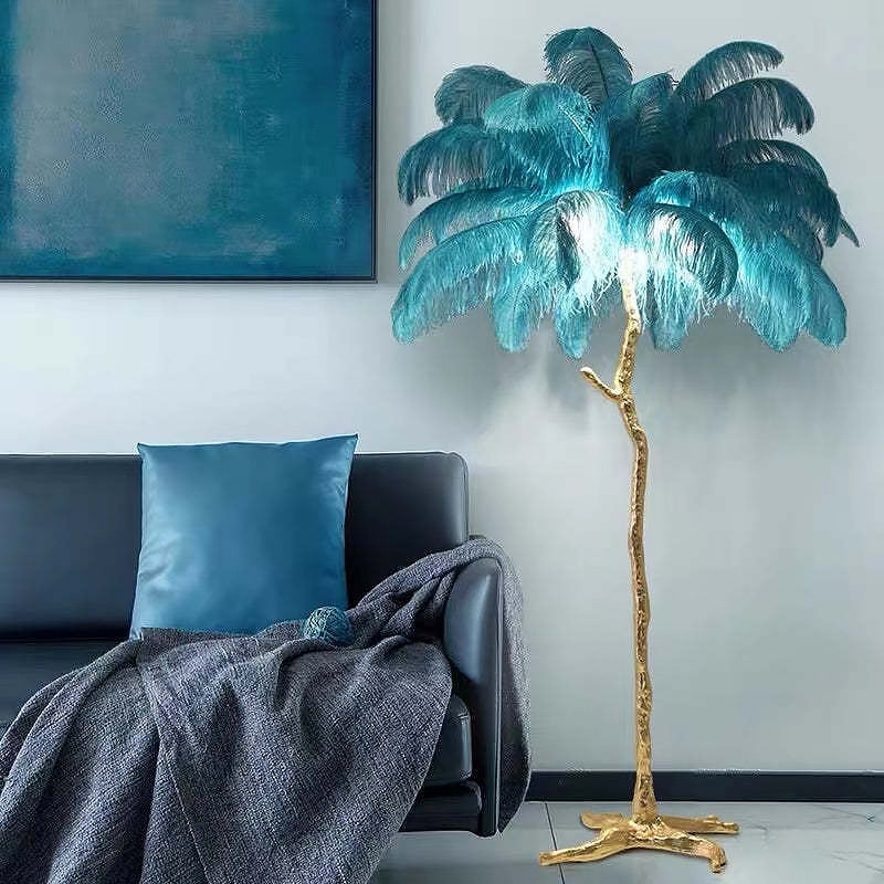 Colorful Ostrich Feather Floor Lamp - Cueteks