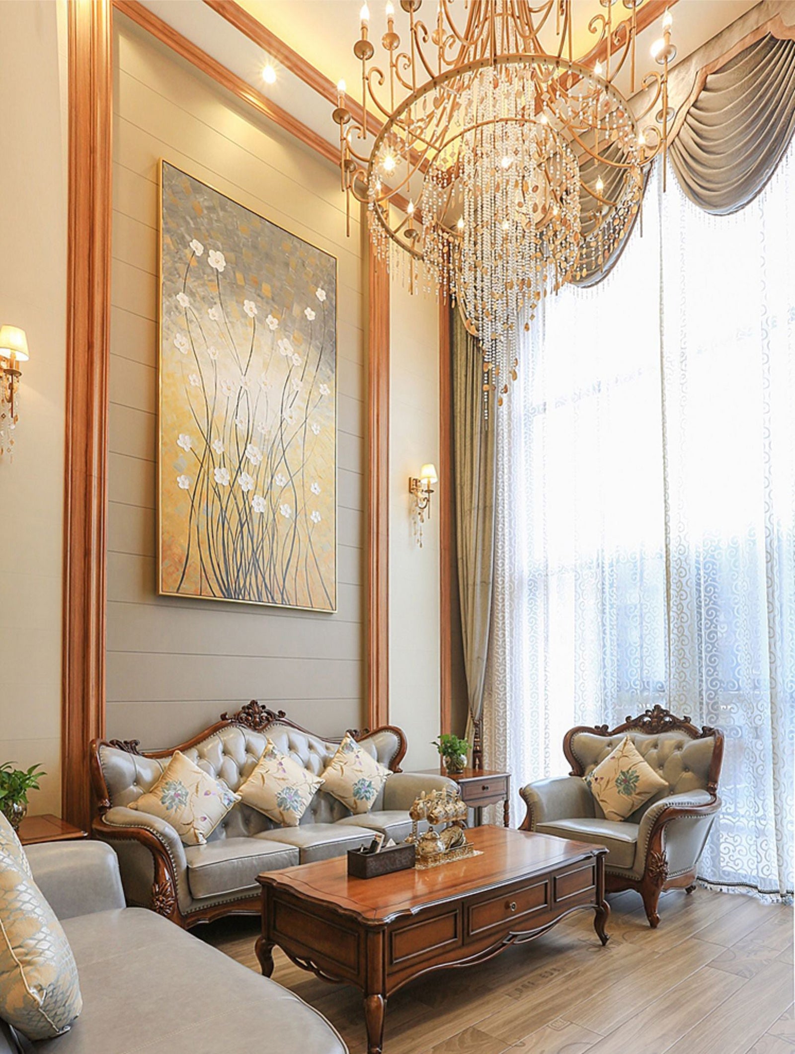 Tatum Lux American Shell Crystal Chandelier - Cueteks