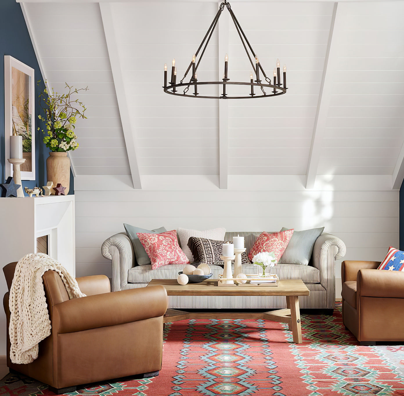 Black Round Farmhouse Candle Chandelier - Cueteks