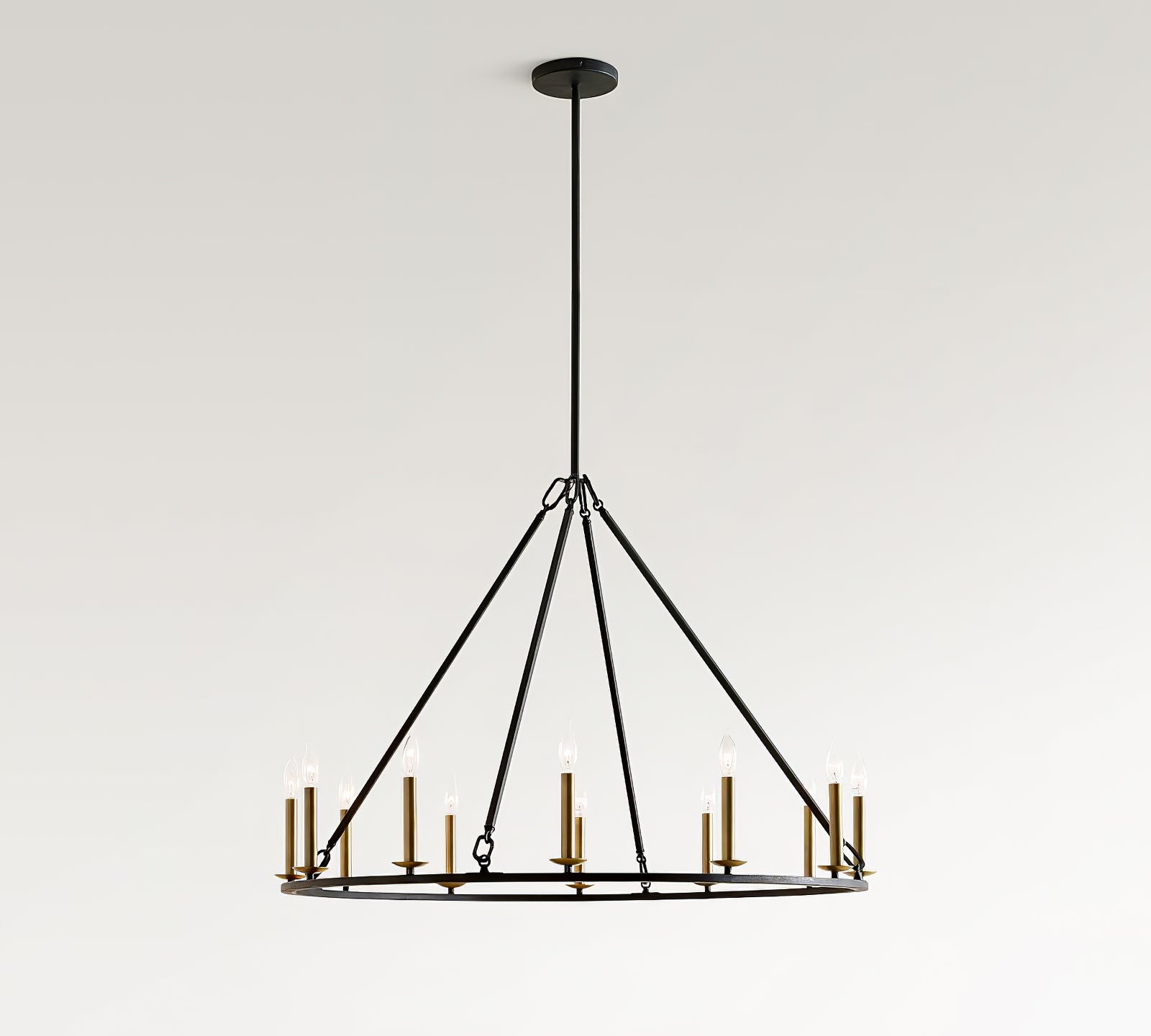 Black Round Farmhouse Candle Chandelier - Cueteks
