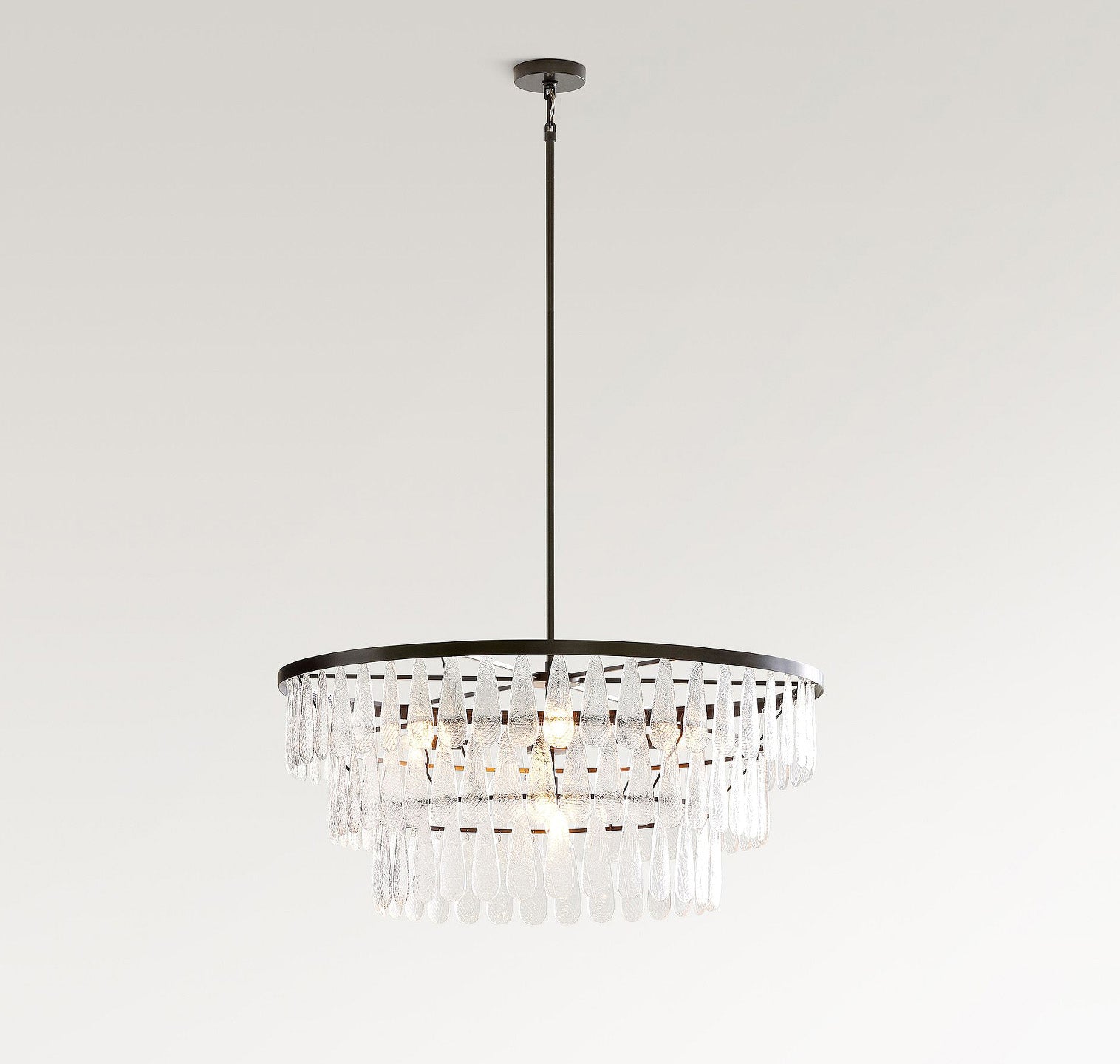 Gold Circular Textured Glass Chandelier - Cueteks