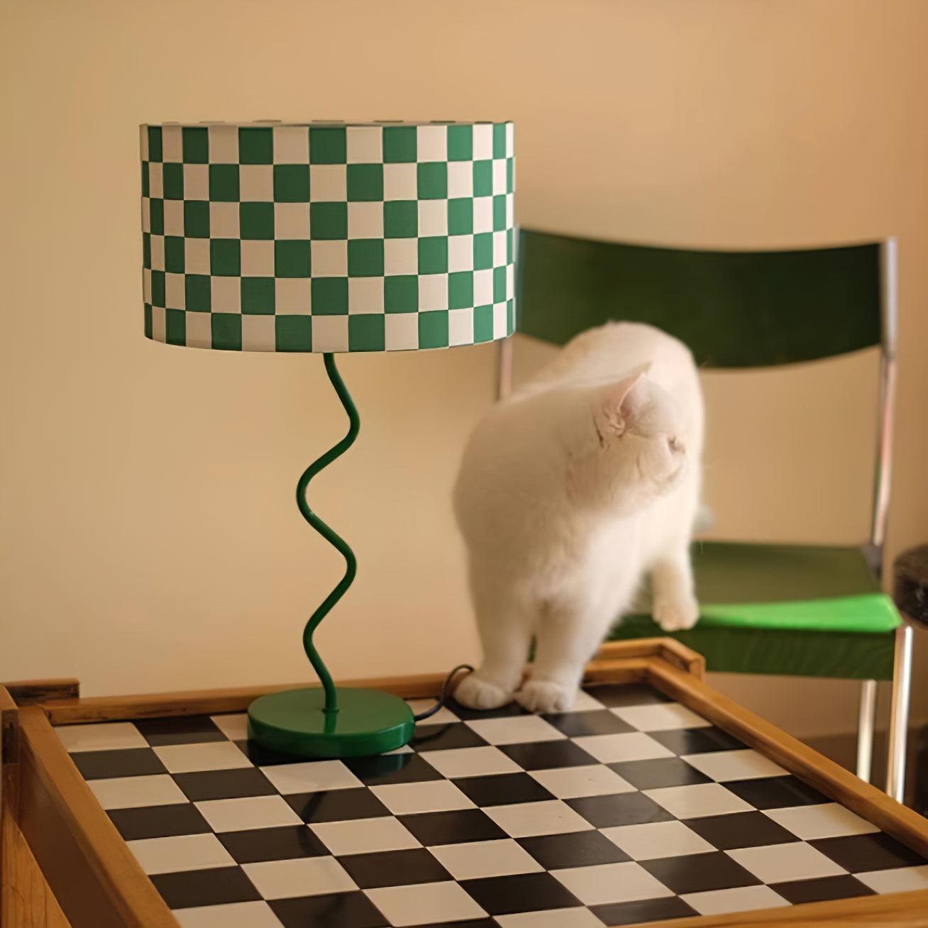 Green Grid Modern Table Lamp - Cueteks