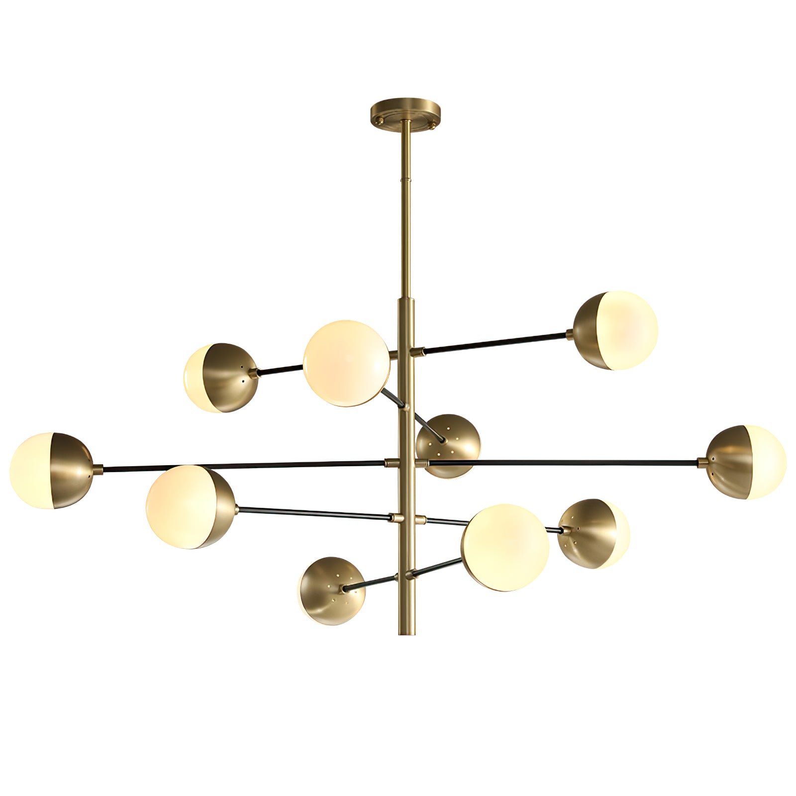 10-Globe Modern Brass Chandelier - Cueteks