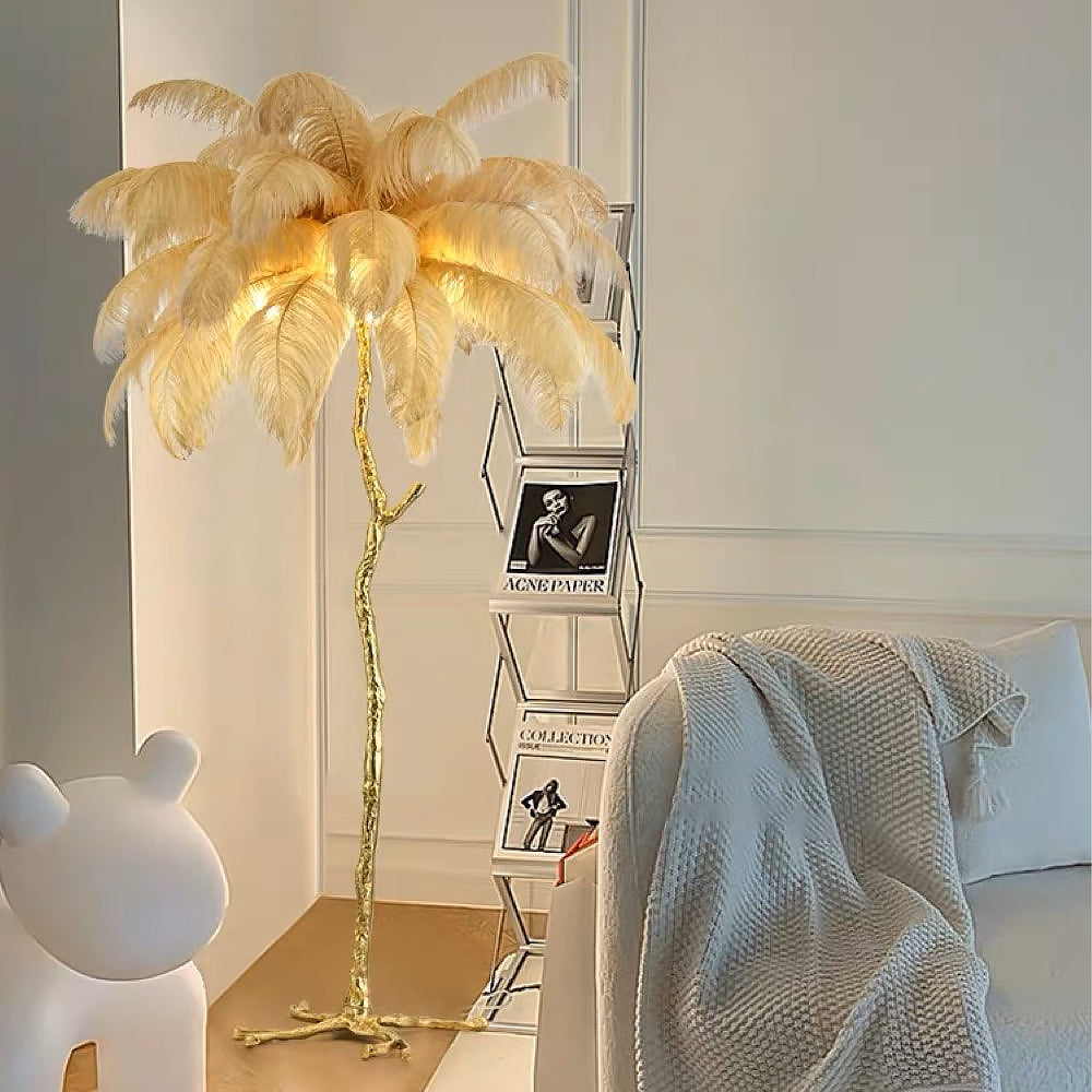 Colorful Ostrich Feather Floor Lamp - Cueteks