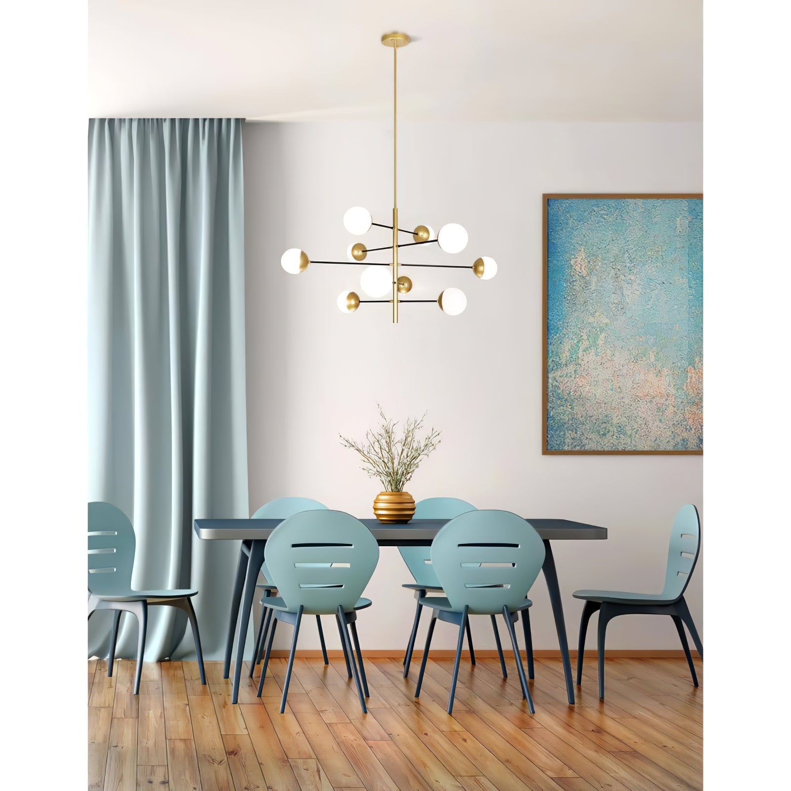 10-Globe Modern Brass Chandelier - Cueteks