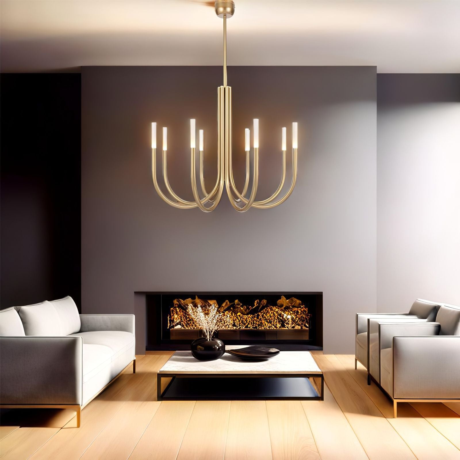 Rousseau 8-Light Brass Candle Chandelier - Cueteks