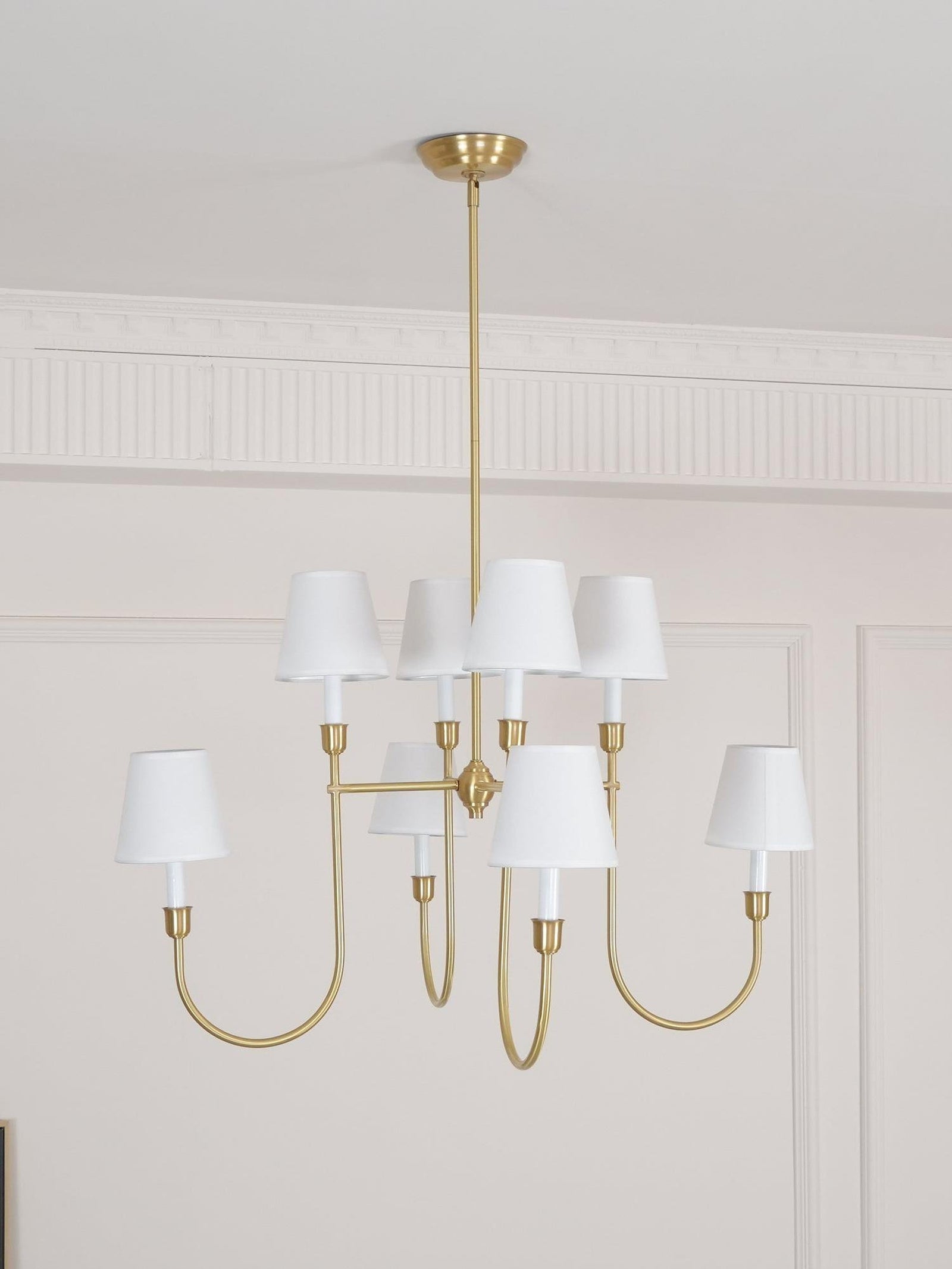 Vendome Gold Fabric Shade Chandelier - Cueteks