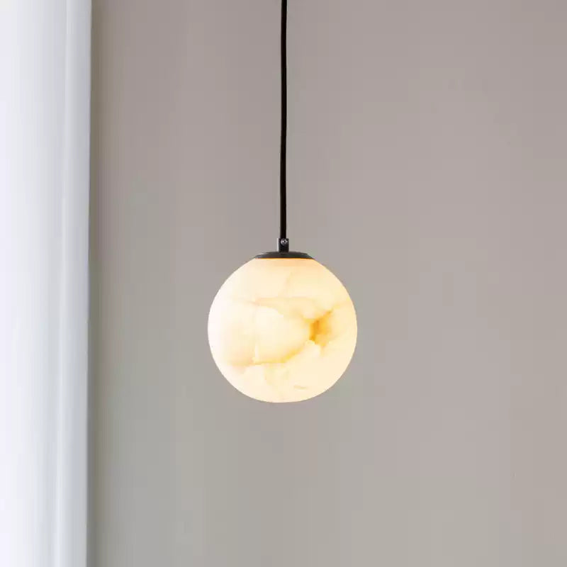 Amber Alabaster Globe Pendant Light - Cueteks