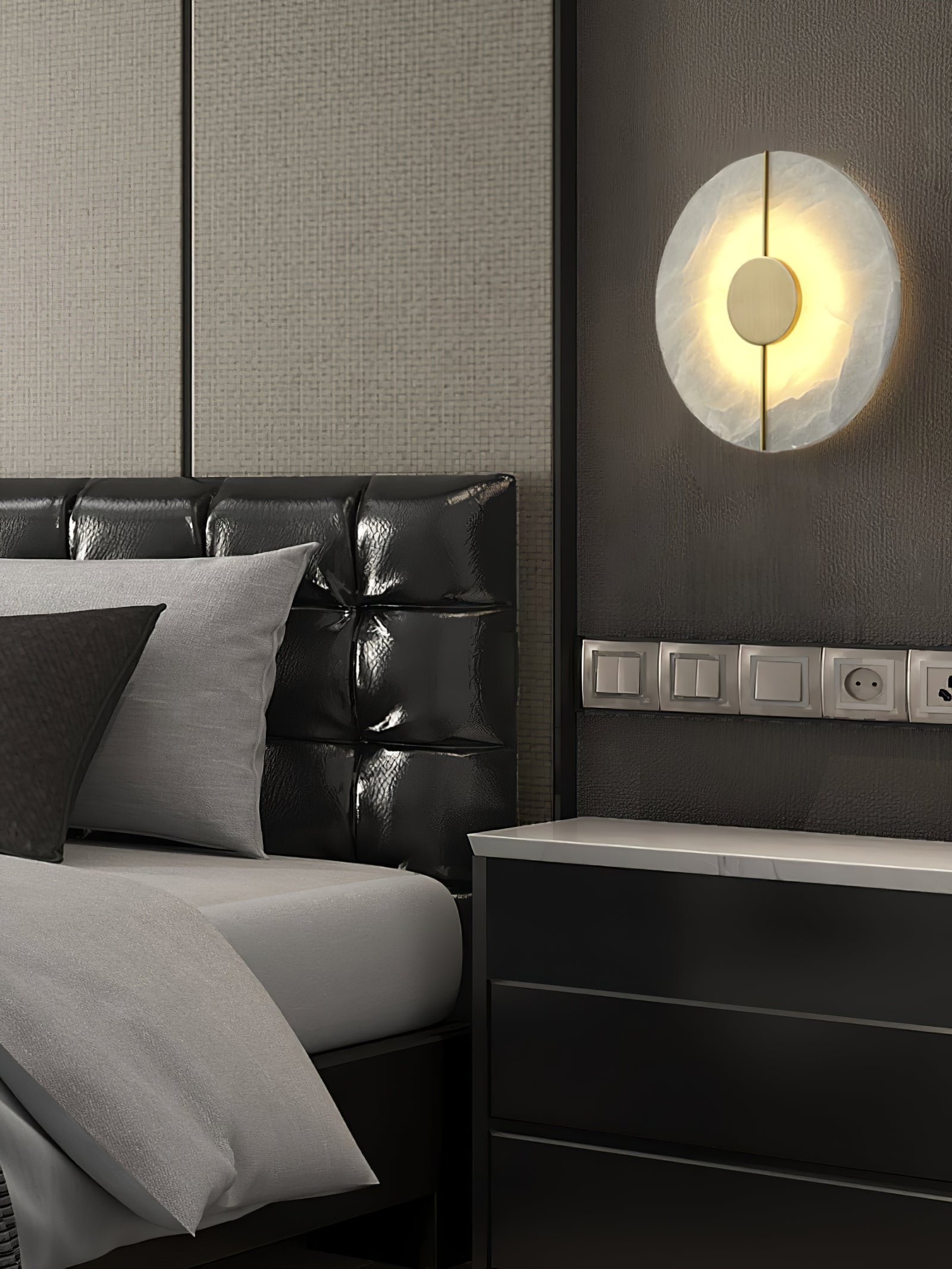 Zen Harmony Round Marble Wall Light - Cueteks