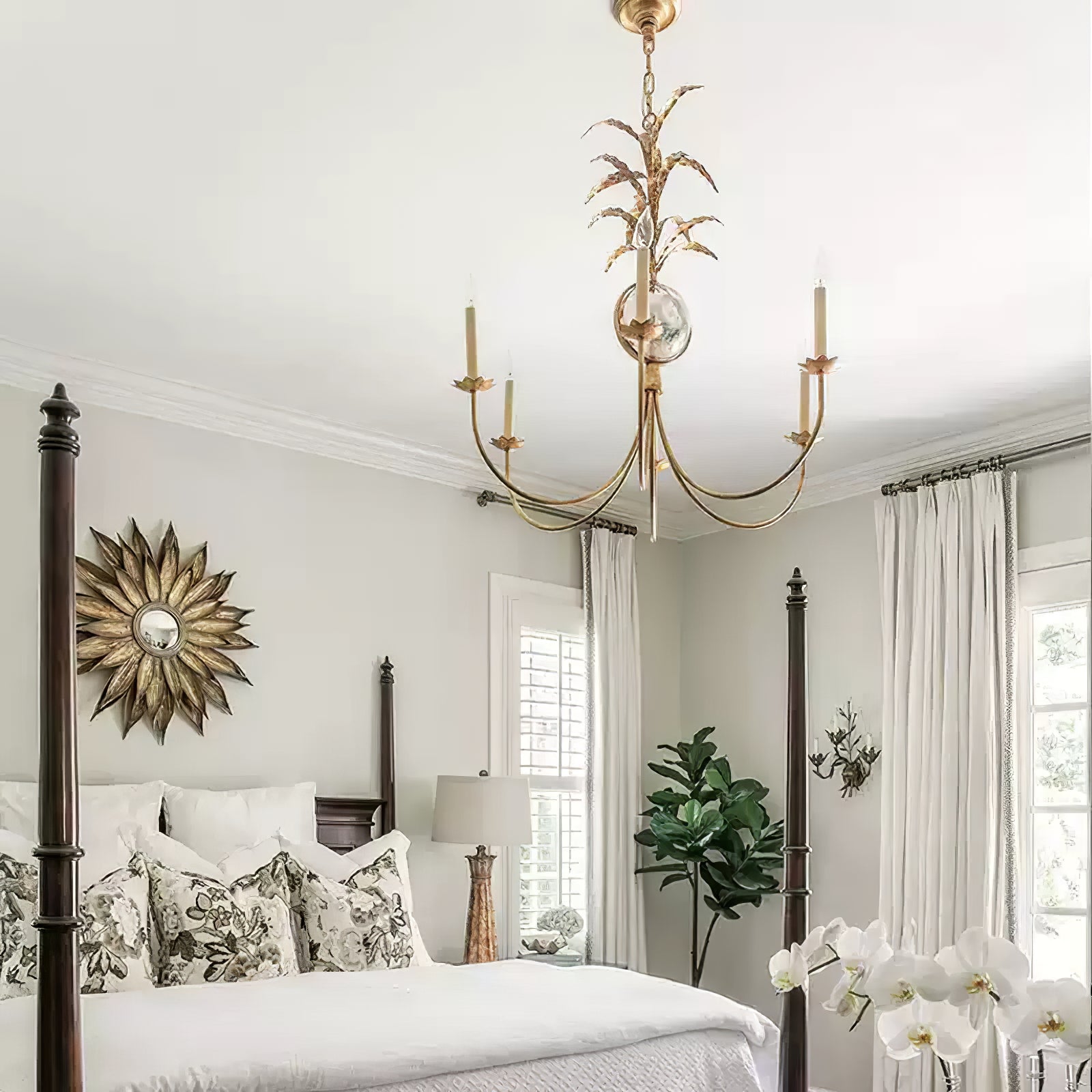 vintage gold leaf Gramercy chandelier - Cueteks