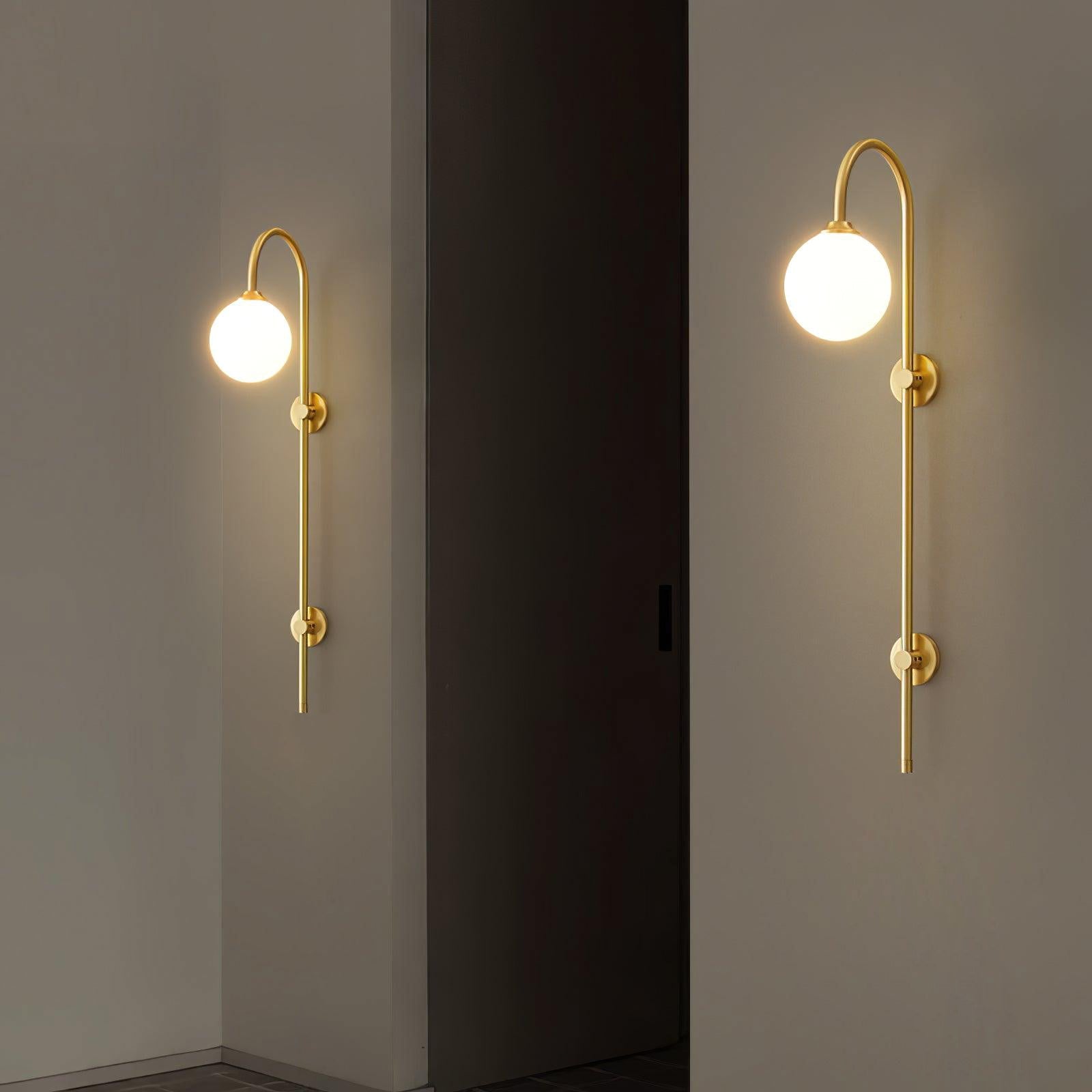 Brass Globe Arm Wall Sconce - Cueteks