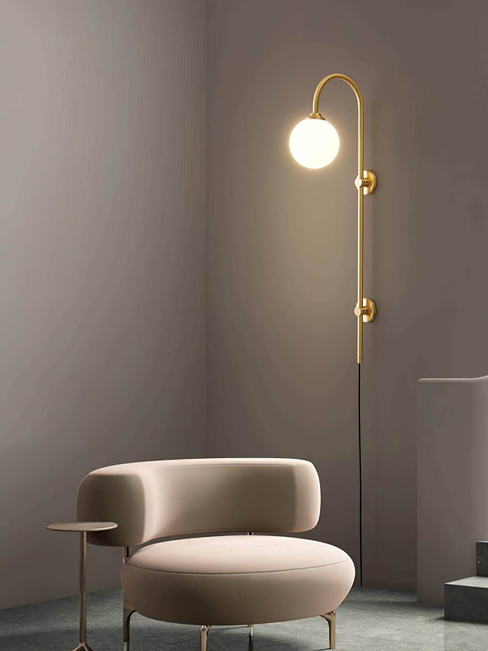Brass Globe Arm Wall Sconce - Cueteks