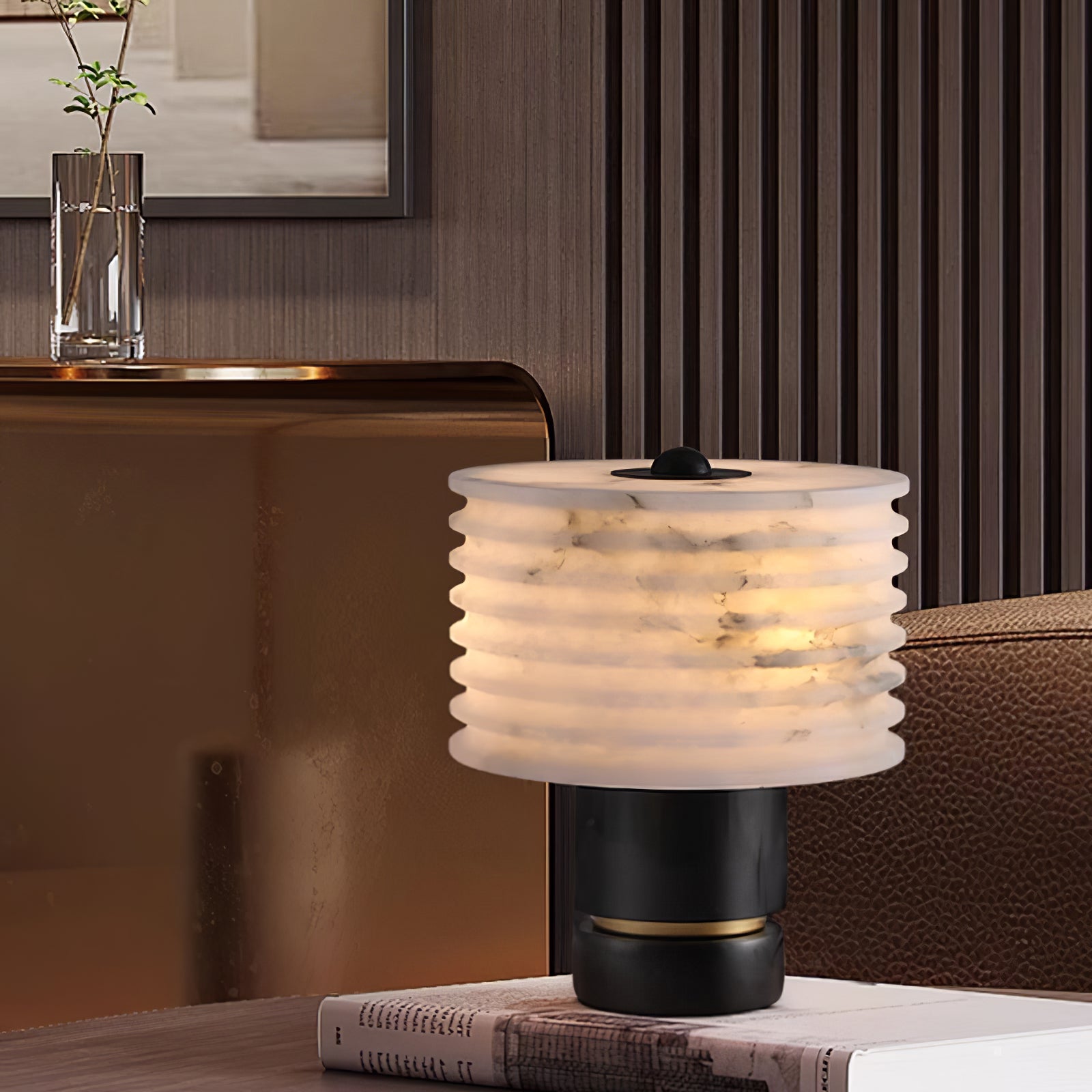 Luxury Black Alabaster Table Lamp - Cueteks